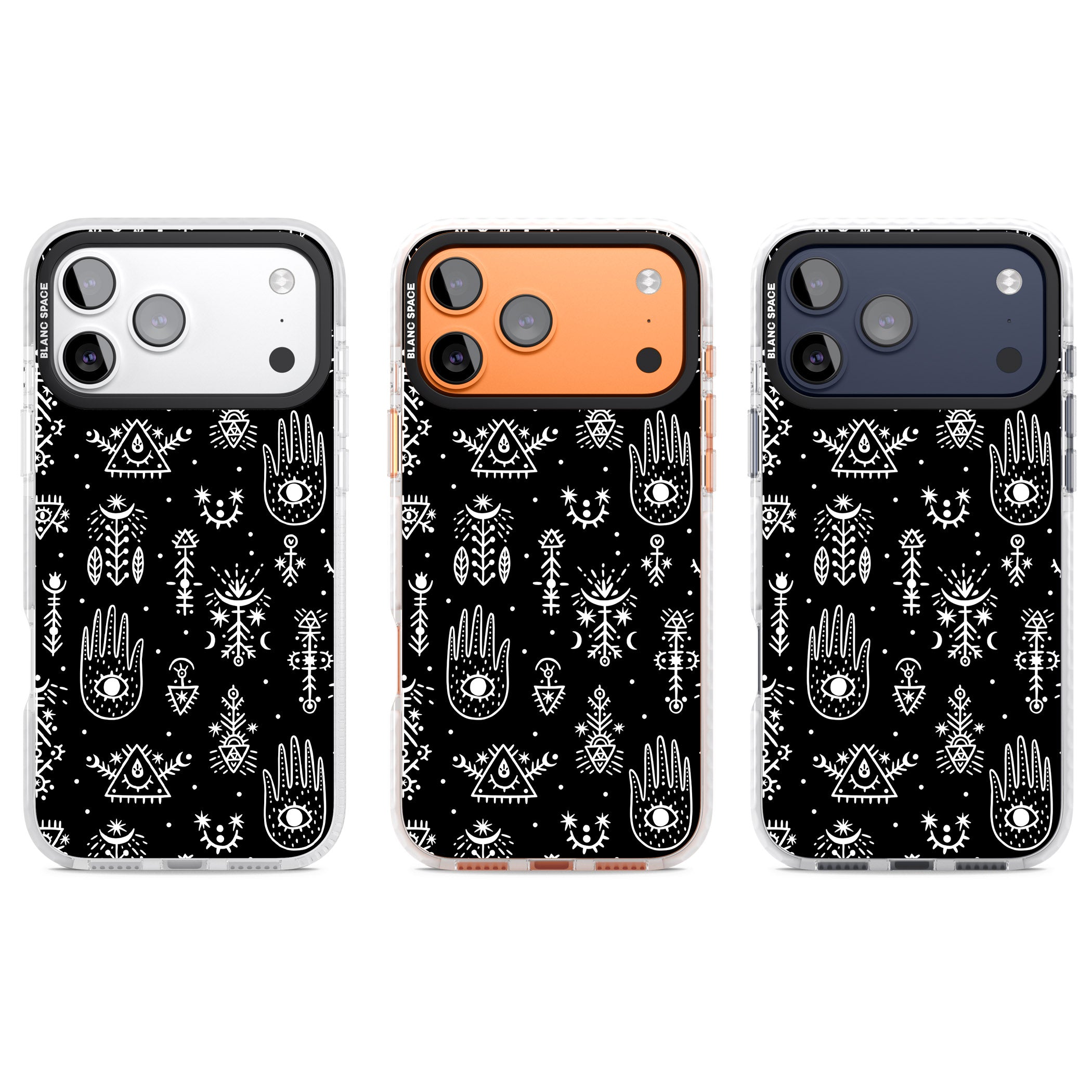 Tribal Symbols Black iPhone 17 Pro Impact Pro Clear Phone Case APT Impact Protection