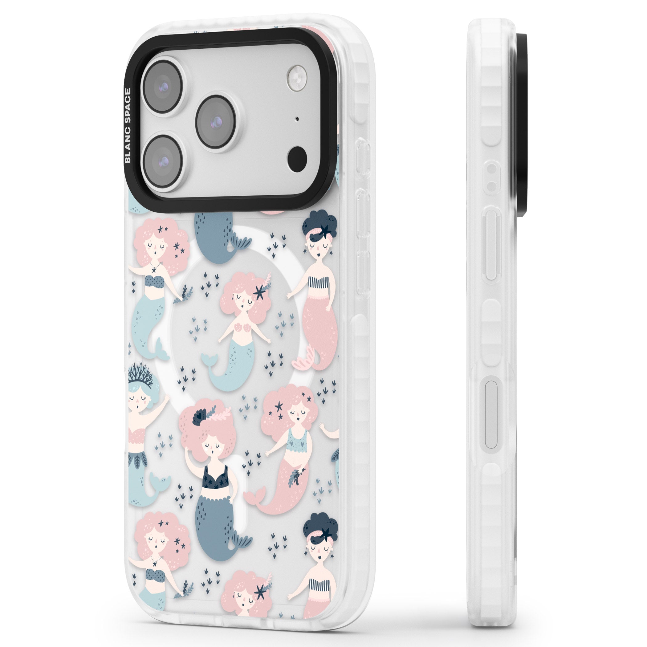 Under The Sea Mermaids (Clear) iPhone 17 Pro Max Impact Pro Clear Phone Case Side Profile