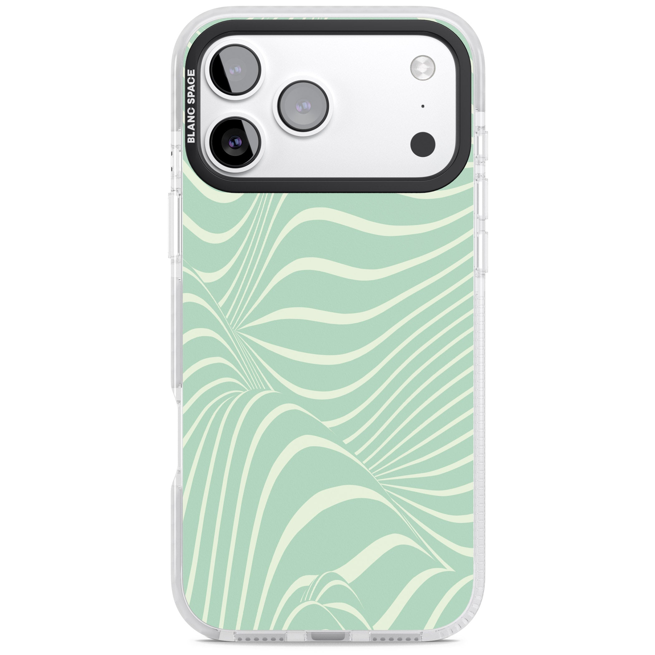 Mint Green Distorted Line iPhone 17 Pro Impact Pro Clear Phone Case