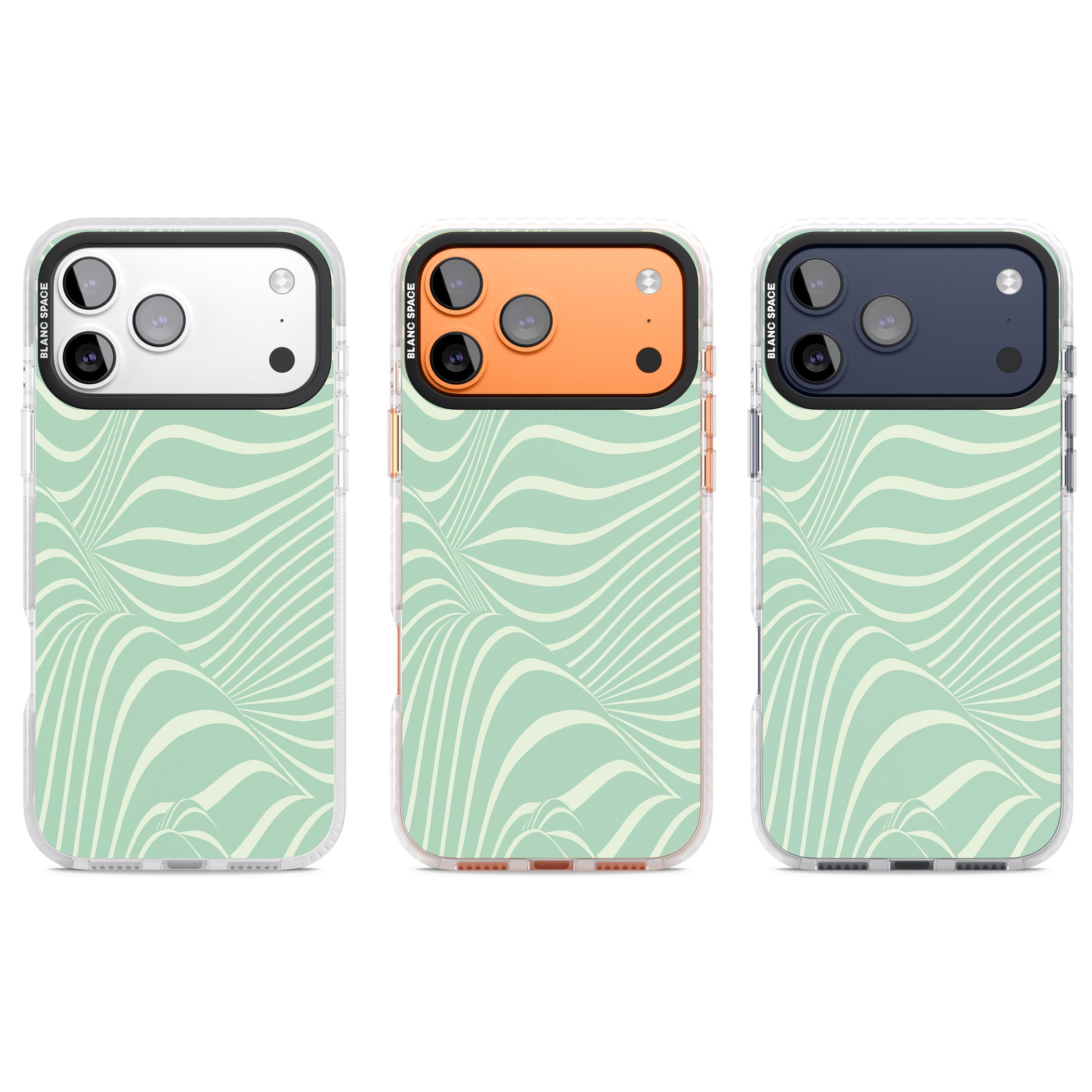 Mint Green Distorted Line iPhone 17 Pro Impact Pro Clear Phone Case APT Impact Protection