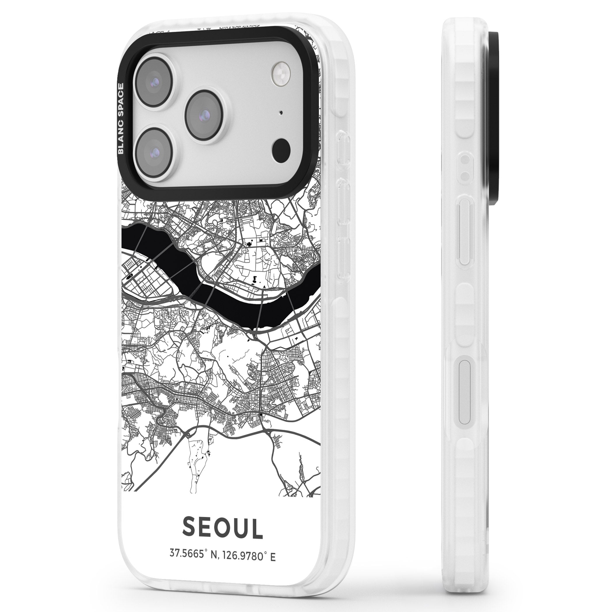 Seoul City Map iPhone 17 Pro Impact Pro Clear Phone Case Side Profile