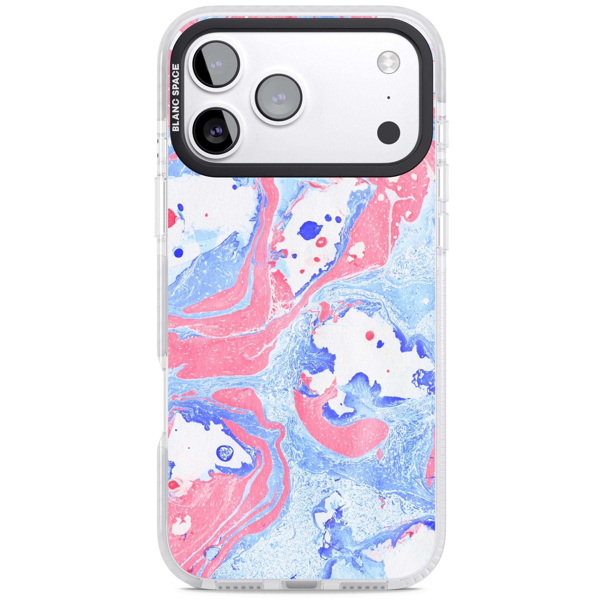 Pink, Blue & White Marbled Paper Pattern iPhone 17 Pro Max Impact Pro Clear Phone Case