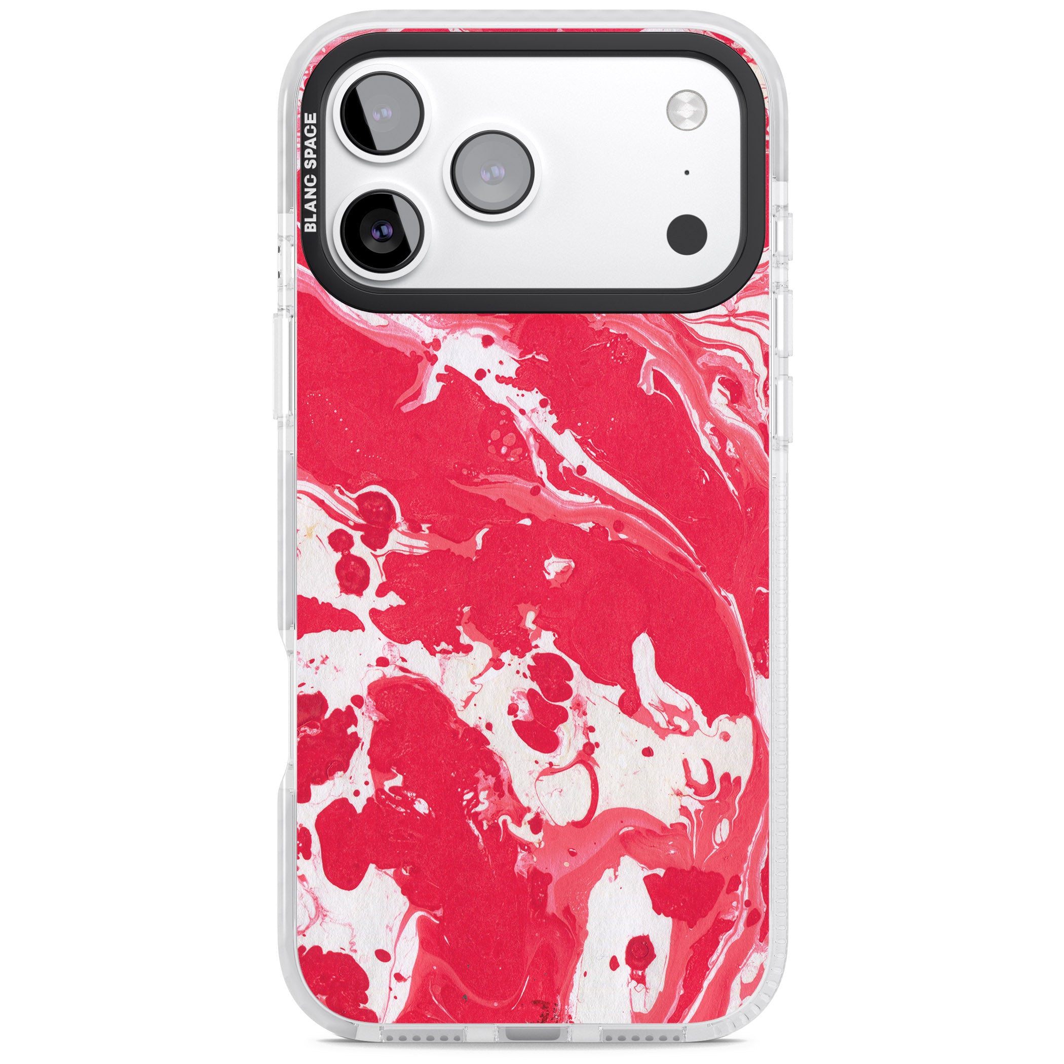 Red & White Marbled iPhone 17 Pro Impact Pro Clear Phone Case