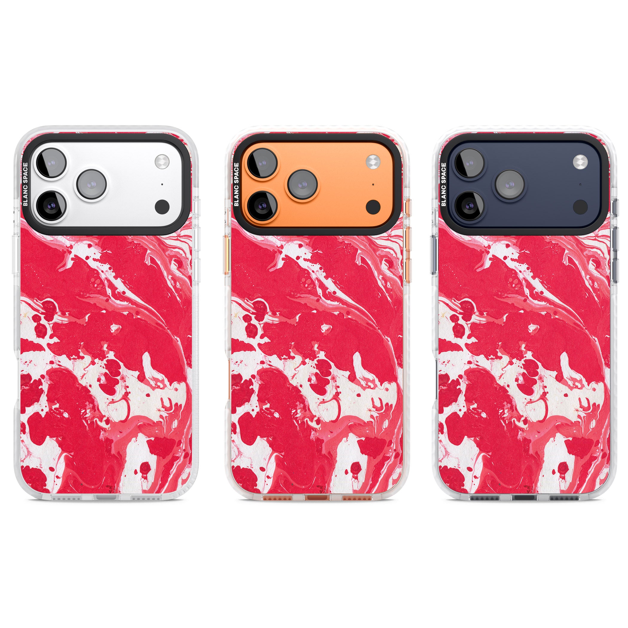 Red & White Marbled iPhone 17 Pro Impact Pro Clear Phone Case APT Impact Protection