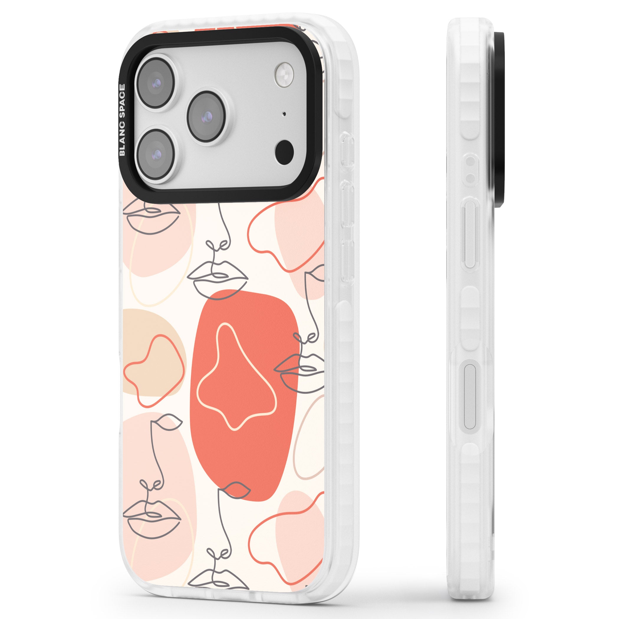 Abstract Face Line Art iPhone 17 Pro Impact Pro Clear Phone Case Side Profile