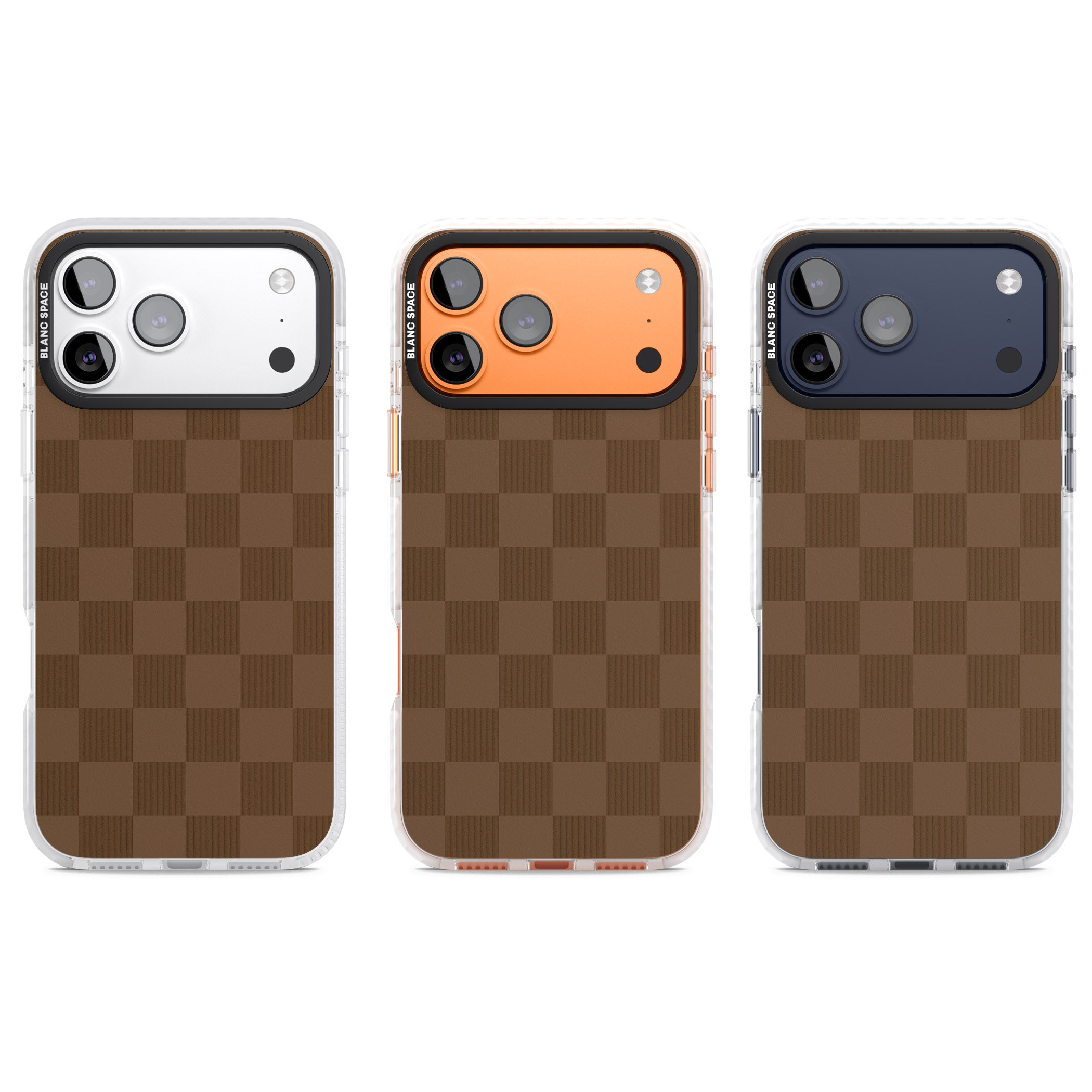 Chocolate Checkered iPhone 17 Pro Impact Pro Clear Phone Case APT Impact Protection