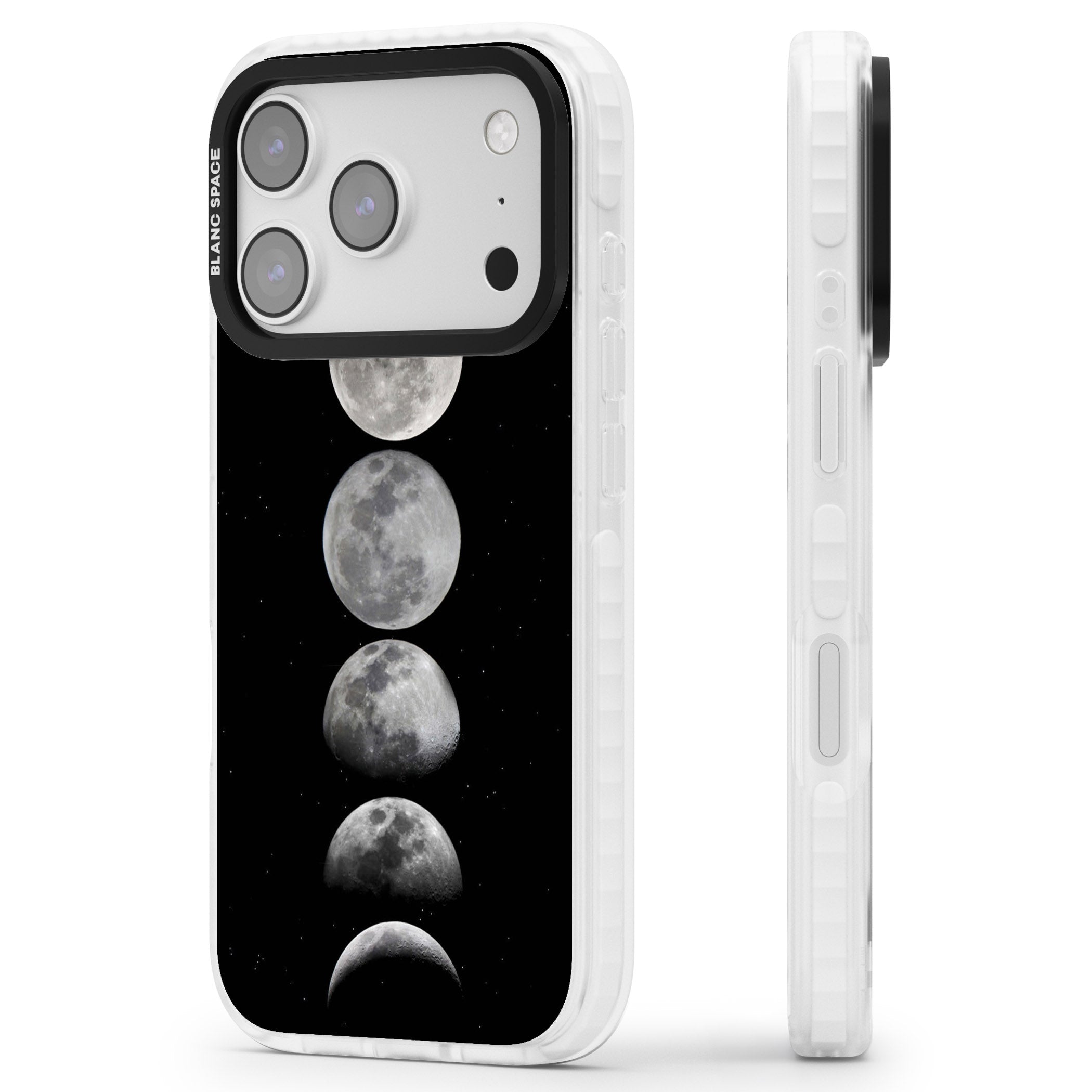 Phases Of The Moon iPhone 17 Pro Impact Pro Clear Phone Case Side Profile
