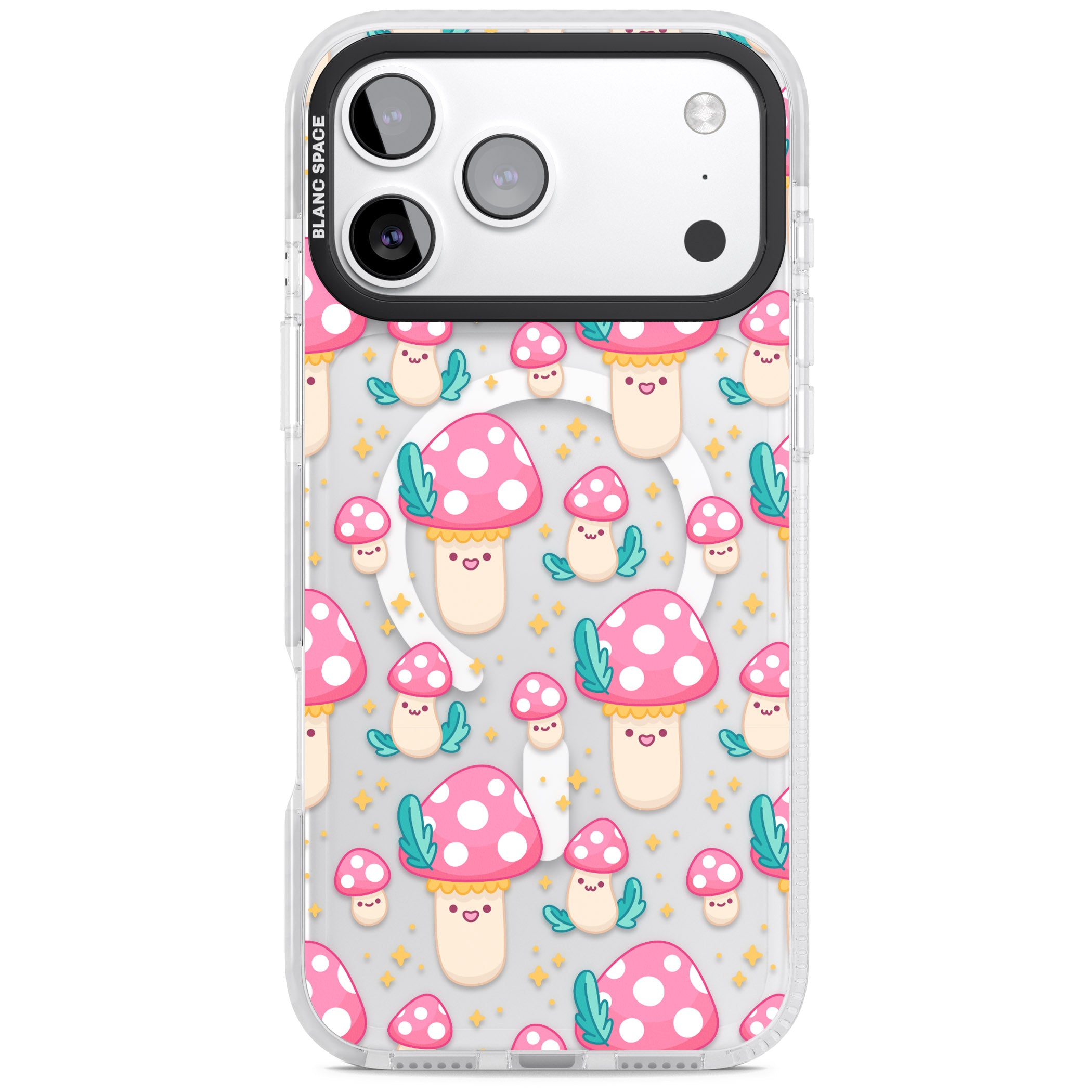 Cute Mushroom Pattern iPhone 17 Pro Impact Pro Clear Phone Case