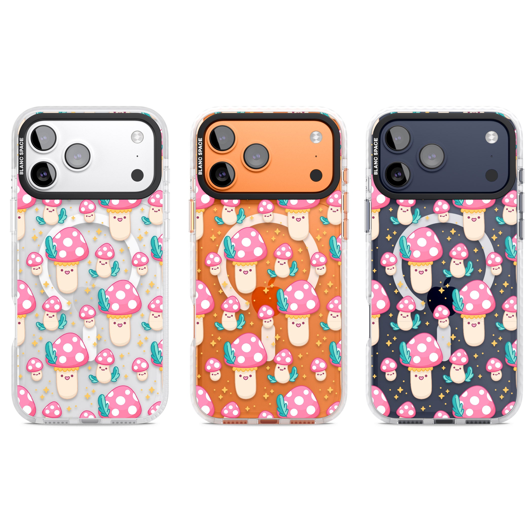 Cute Mushroom Pattern iPhone 17 Pro Impact Pro Clear Phone Case APT Impact Protection
