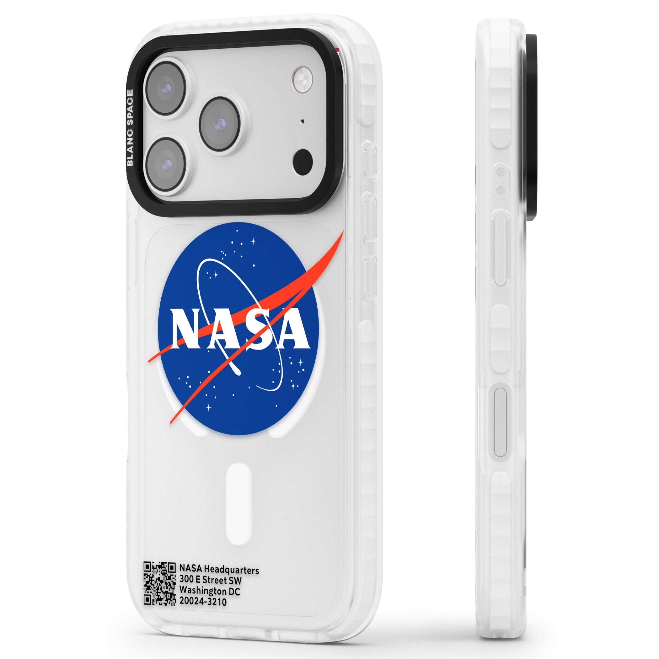 Nasa Meatball iPhone 17 Pro Impact Pro Clear Phone Case Side Profile