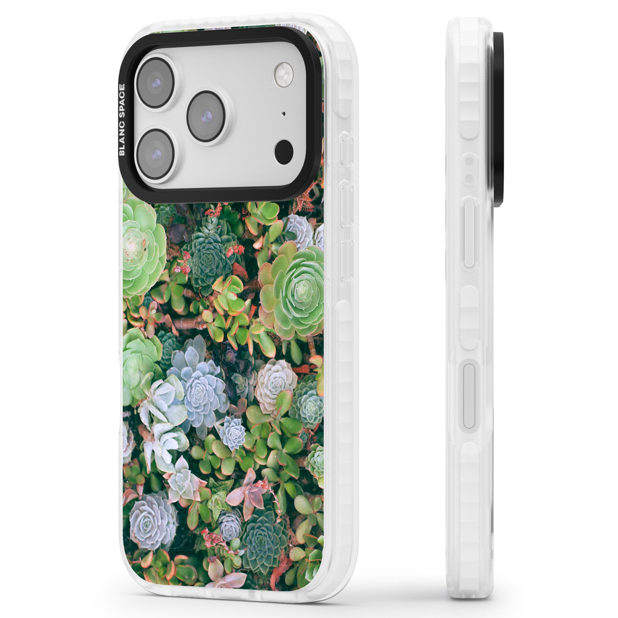 Succulent Garden iPhone 17 Pro Impact Pro Clear Phone Case Side Profile