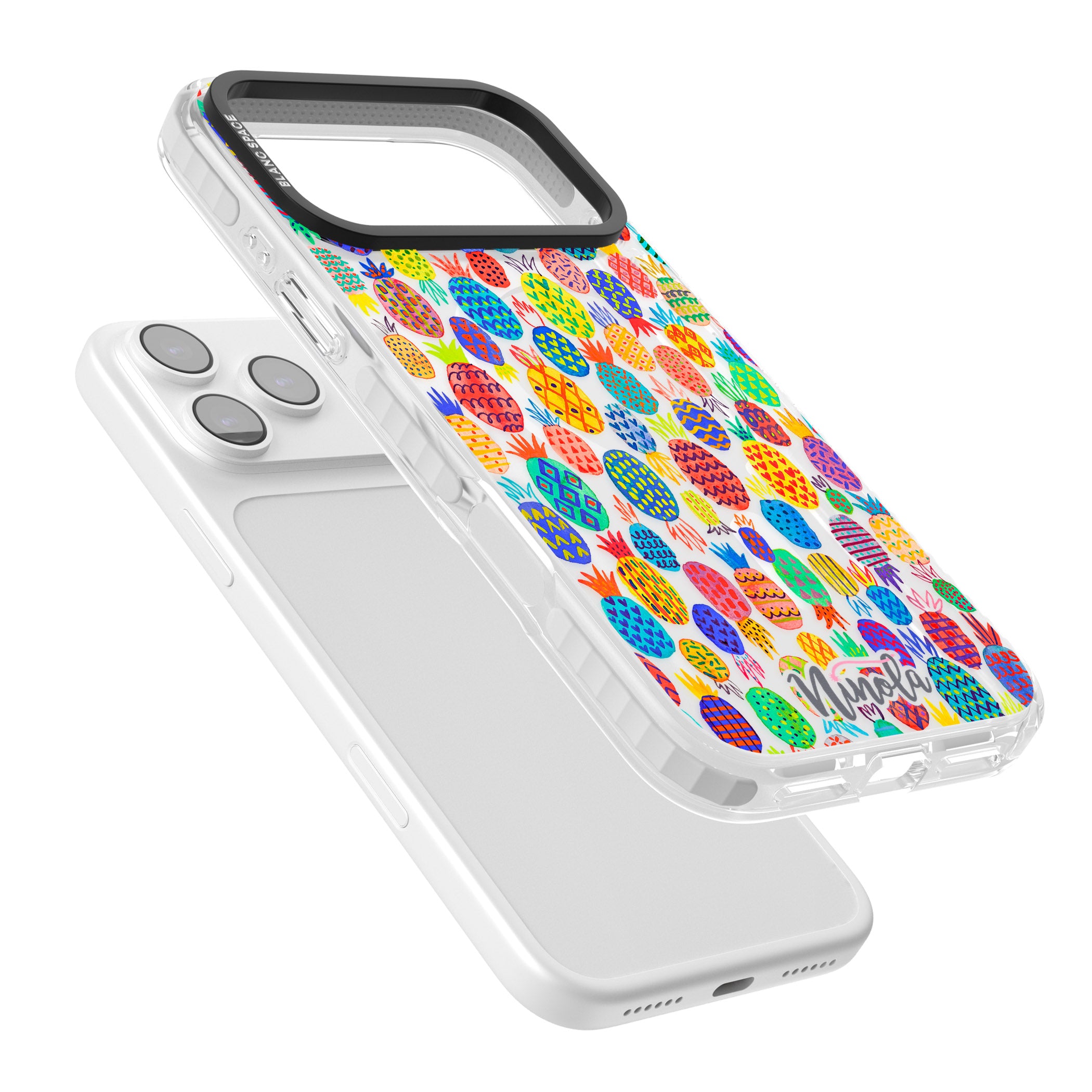 Vibrant Pineapple Pattern iPhone 17 Pro Max Impact Pro Clear Phone Case Colours