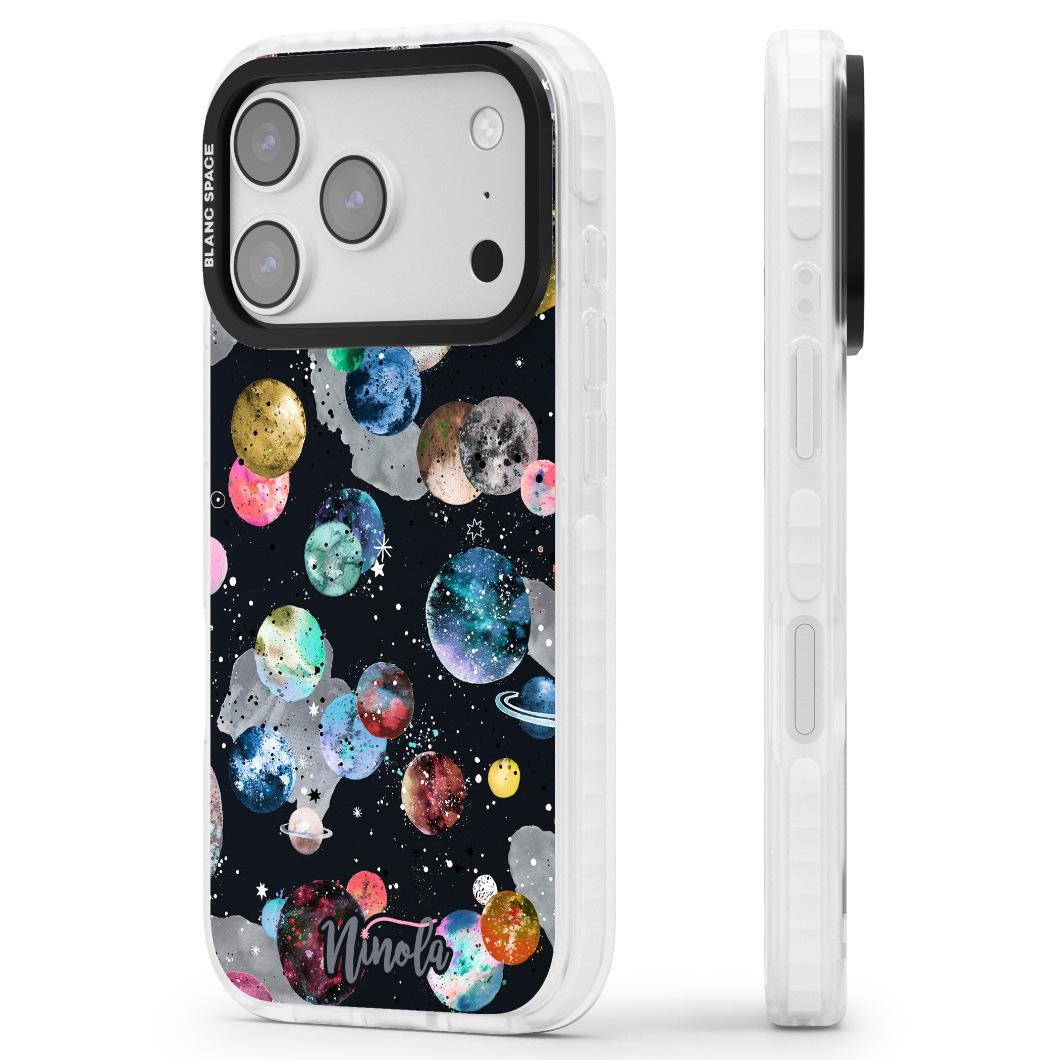 Cosmic Galaxy iPhone 17 Pro Impact Pro Clear Phone Case Side Profile