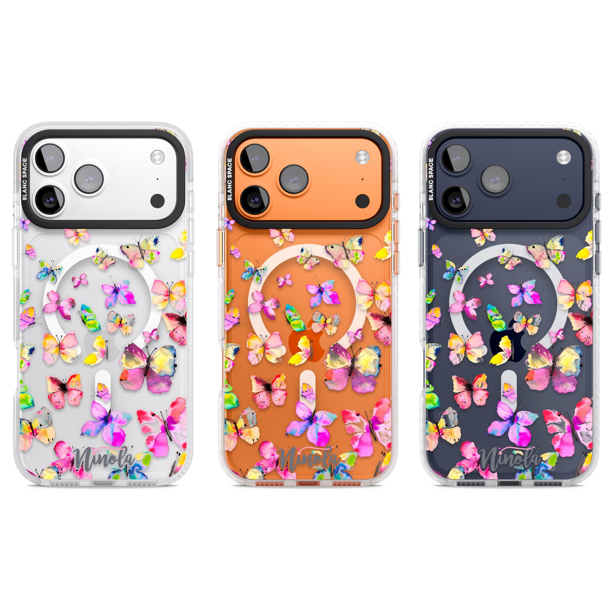 Watercolor Butterflies iPhone 17 Pro Impact Pro Clear Phone Case APT Impact Protection