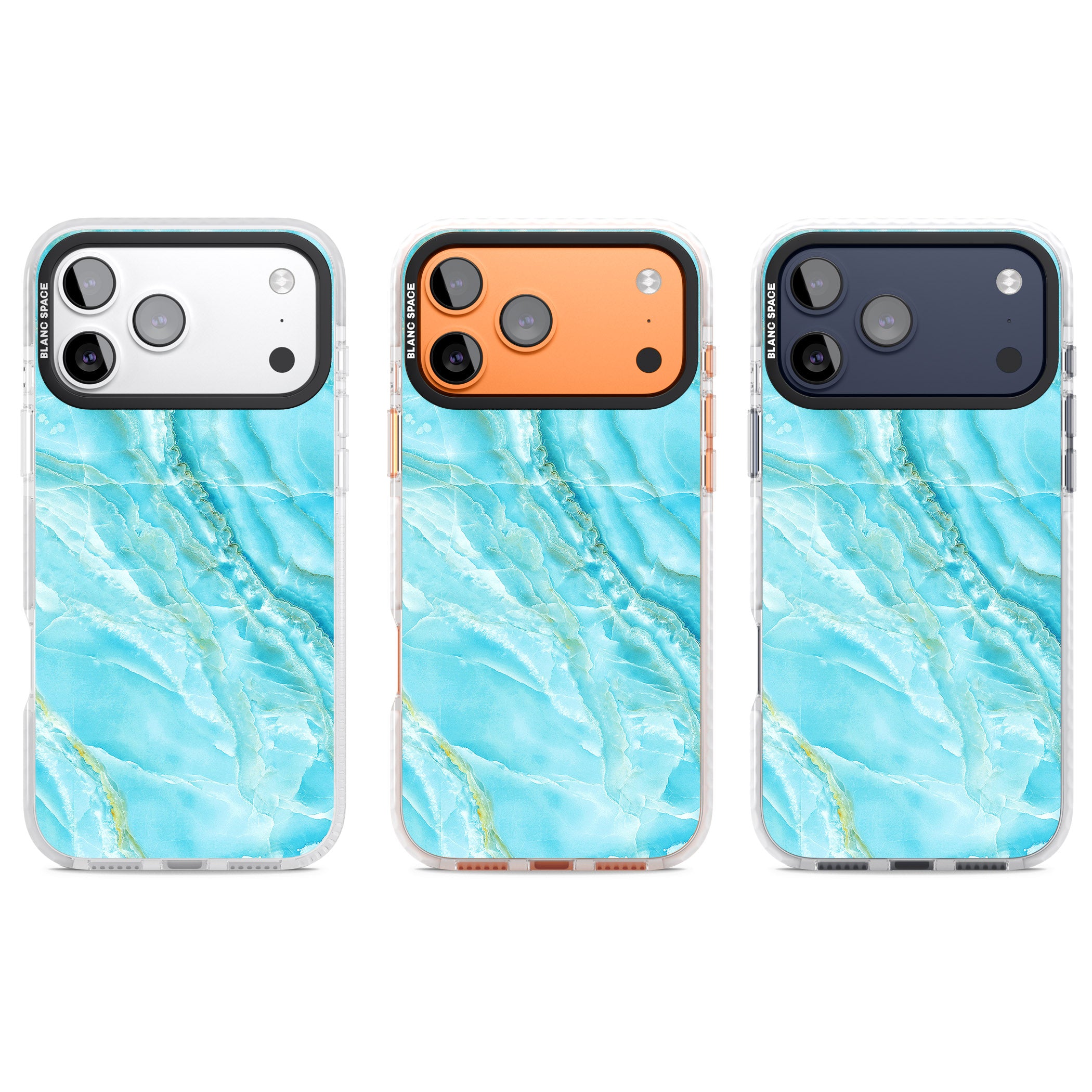 Blue Onyx Marble iPhone 17 Pro Impact Pro Clear Phone Case APT Impact Protection
