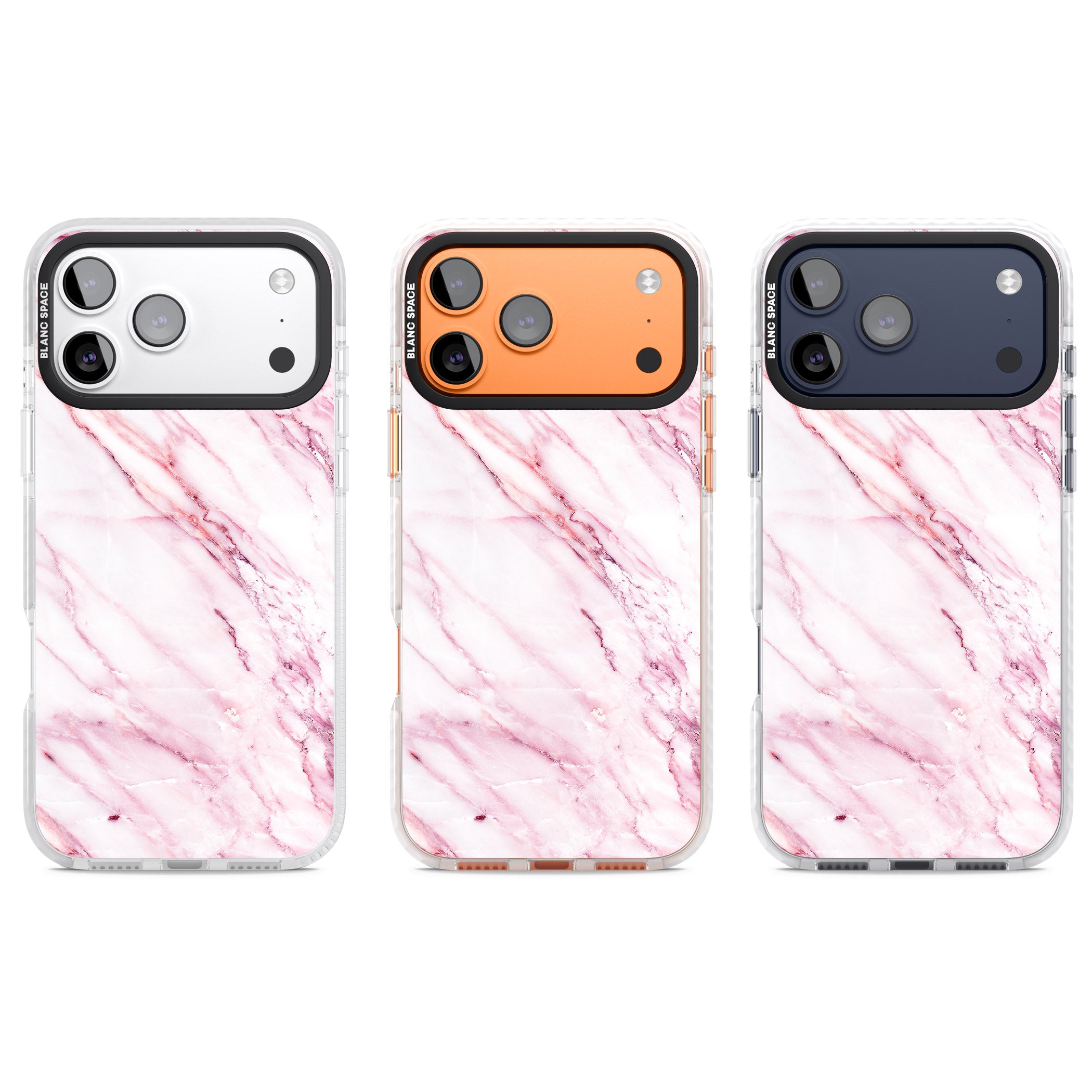 White Pink Onyx Marble iPhone 17 Pro Impact Pro Clear Phone Case APT Impact Protection