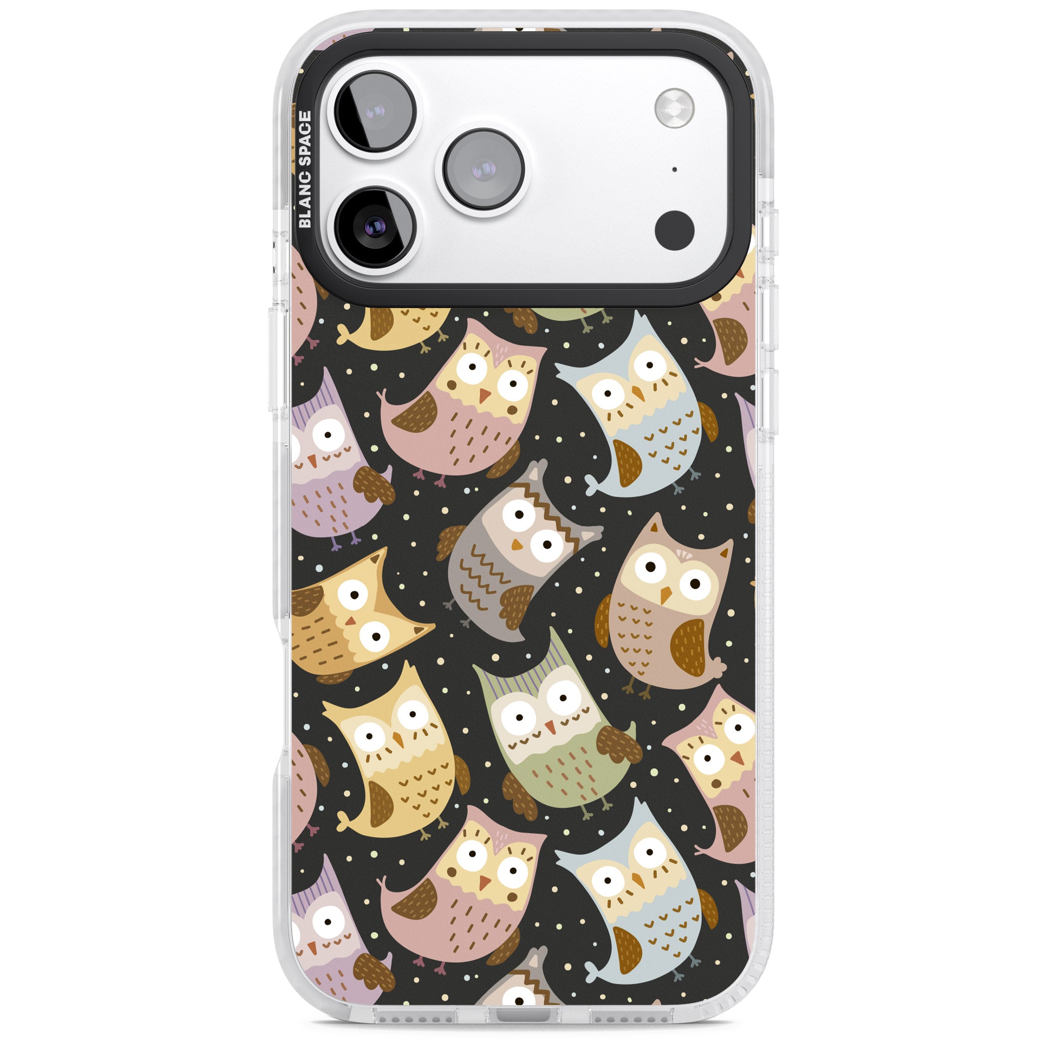 Cute Owl Pattern iPhone 17 Pro Impact Pro Clear Phone Case