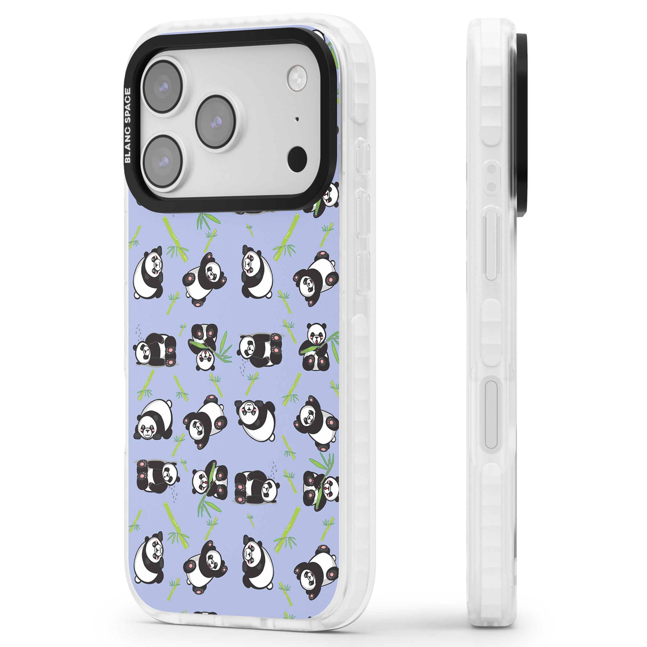Panda Pattern iPhone 17 Pro Impact Pro Clear Phone Case Side Profile