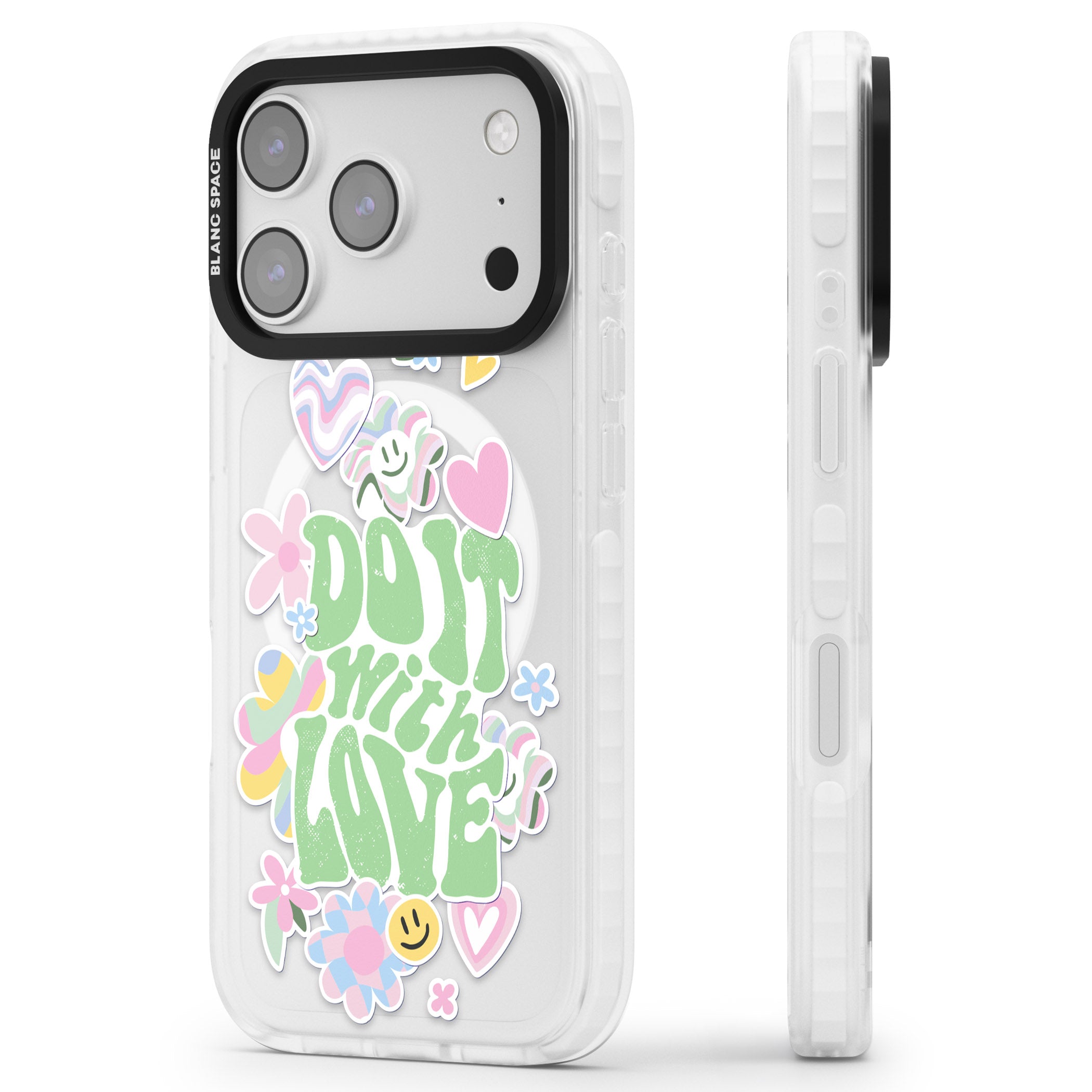 Do It With Love iPhone 17 Pro Impact Pro Clear Phone Case Side Profile