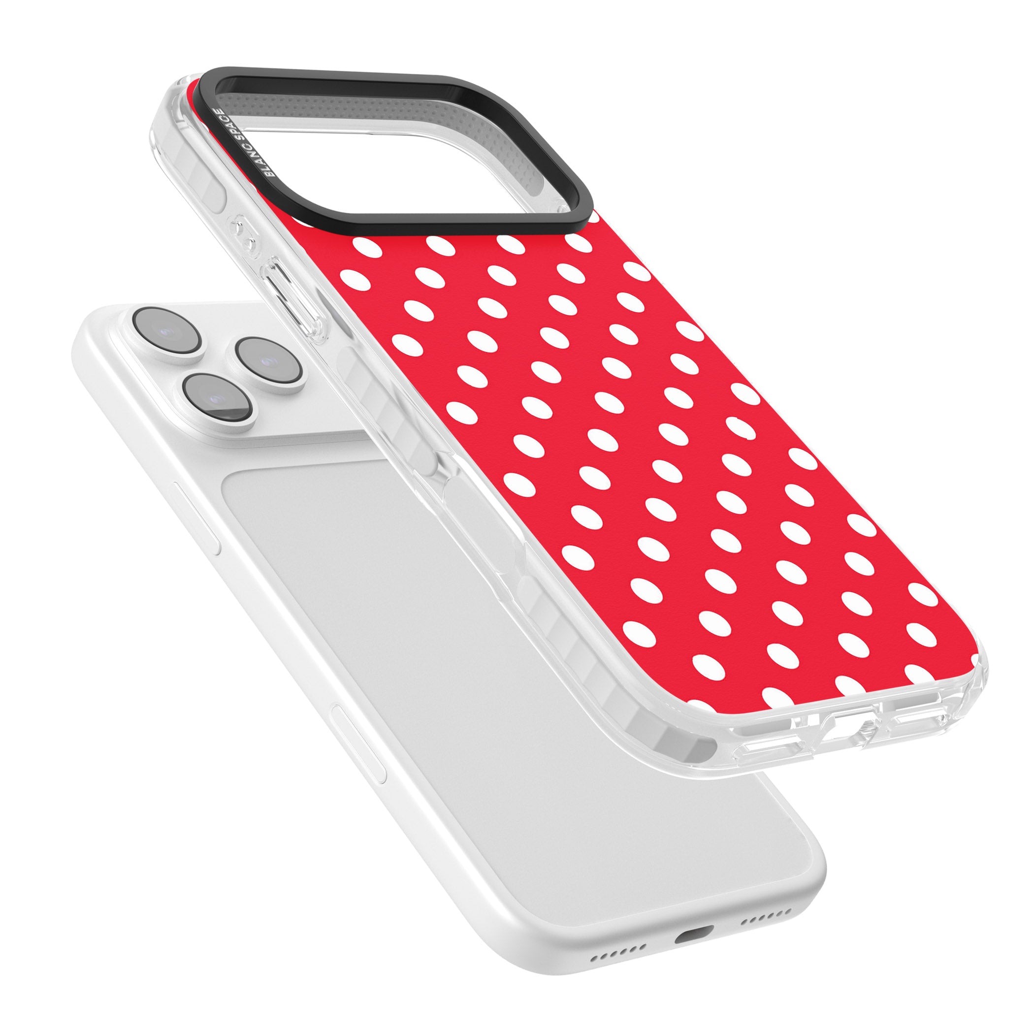 Designer Lava Red Polka Dot iPhone 17 Pro Impact Pro Clear Phone Case Colours