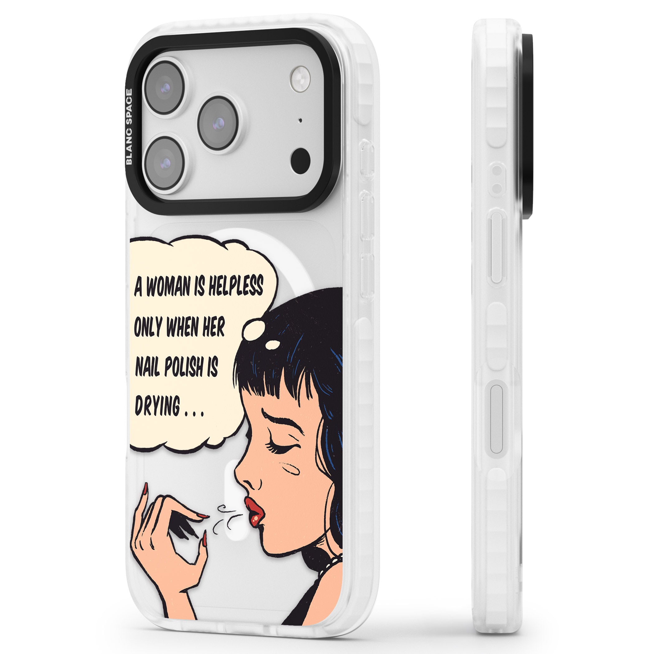 Drying Nails Pop Art iPhone 17 Pro Impact Pro Clear Phone Case Side Profile
