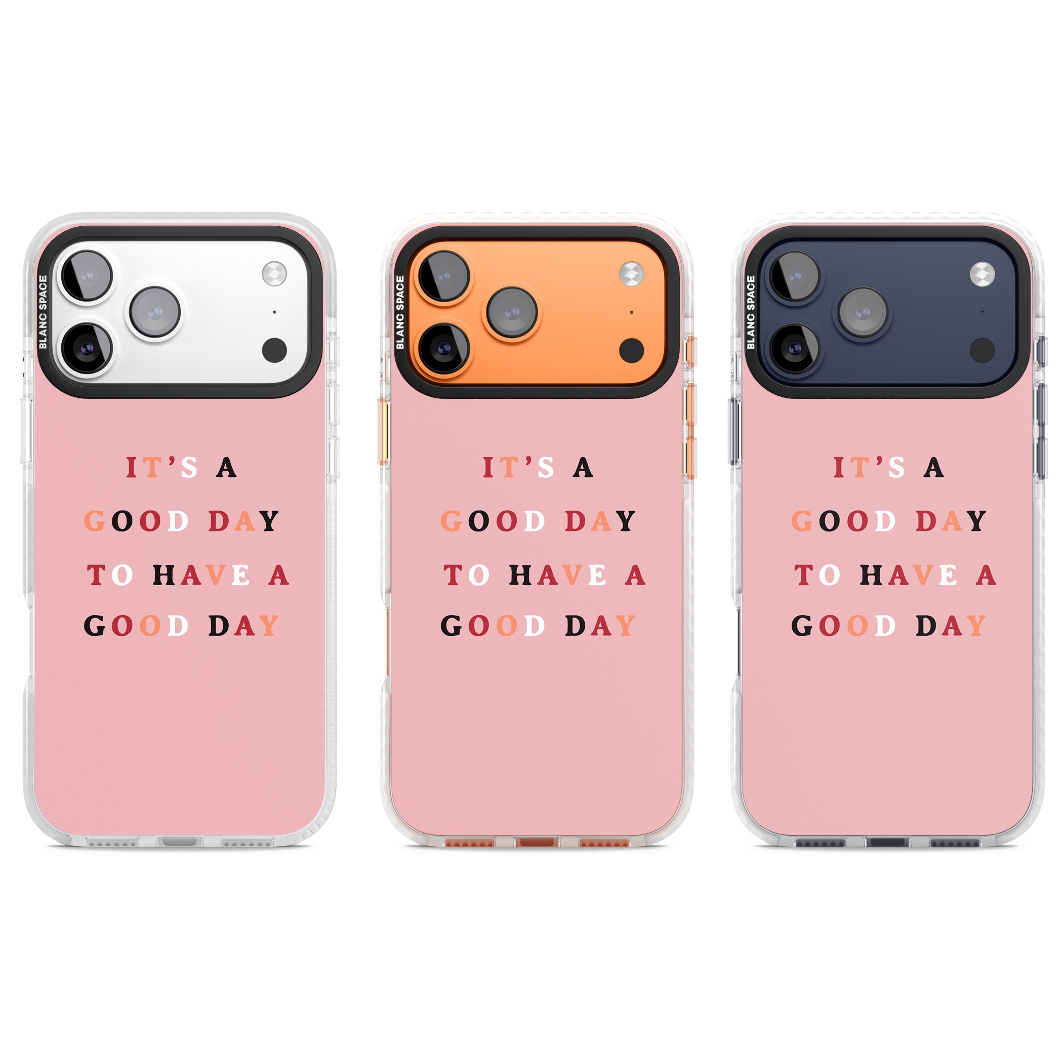 Good Day Pink Quote iPhone 17 Pro Impact Pro Clear Phone Case APT Impact Protection