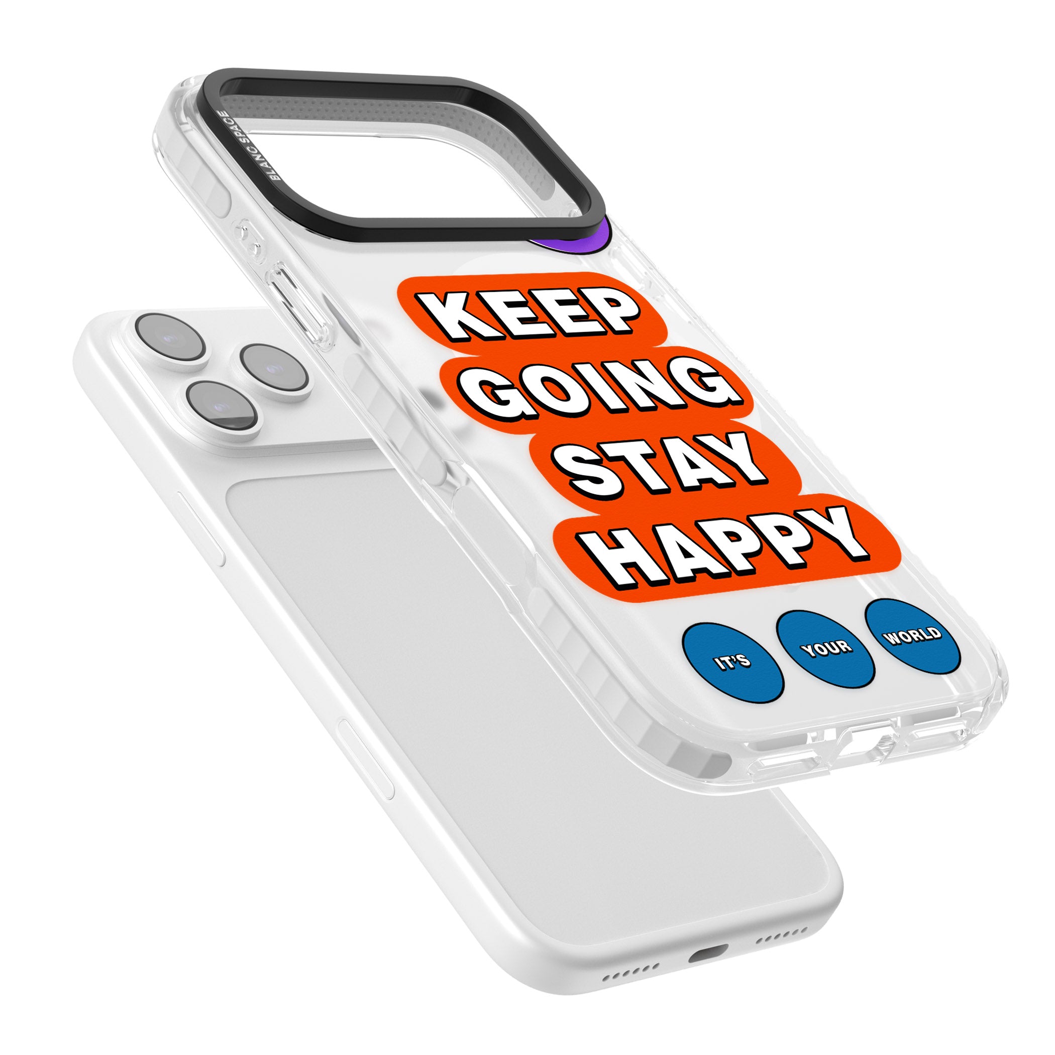 Keep Going Stay Happy iPhone 17 Pro Impact Pro Clear Phone Case Colours
