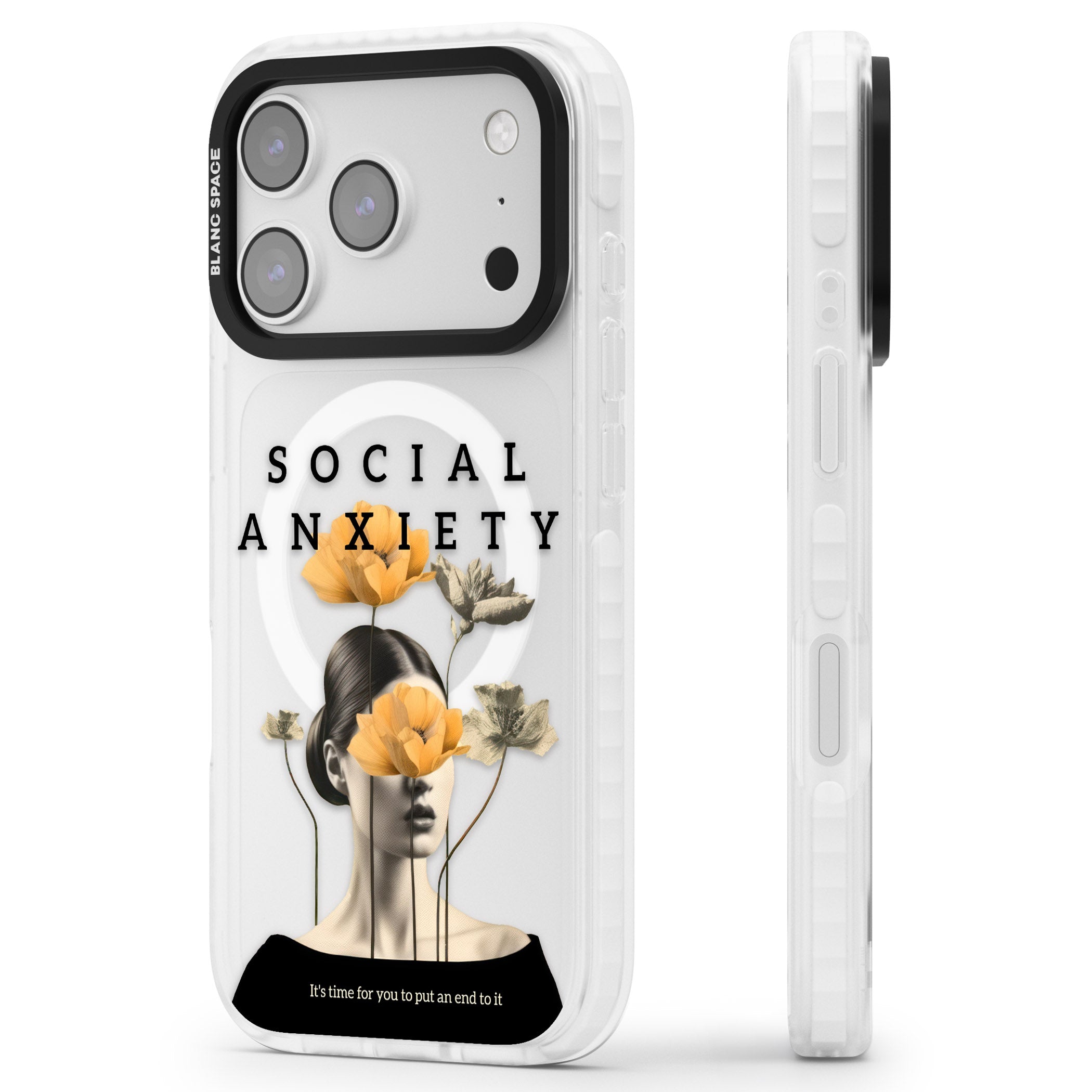 Social Anxiety iPhone 17 Pro Impact Pro Clear Phone Case Side Profile