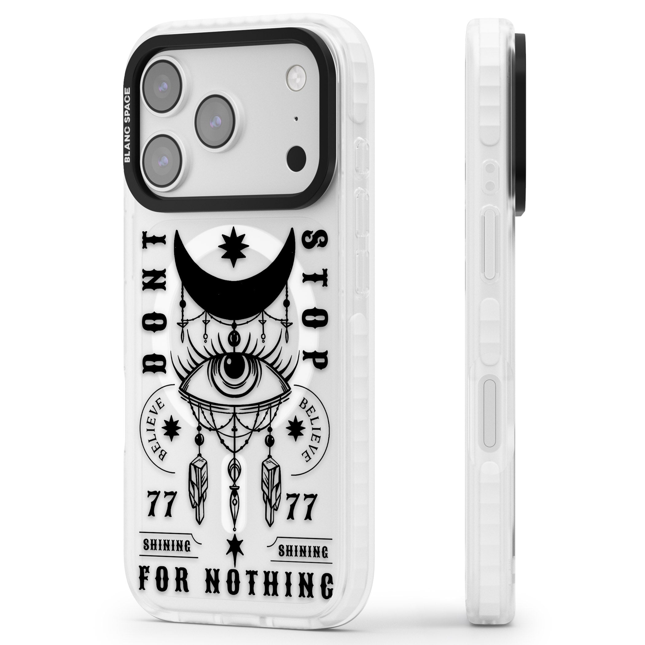Dont Stop For Nothing iPhone 17 Pro Impact Pro Clear Phone Case Side Profile