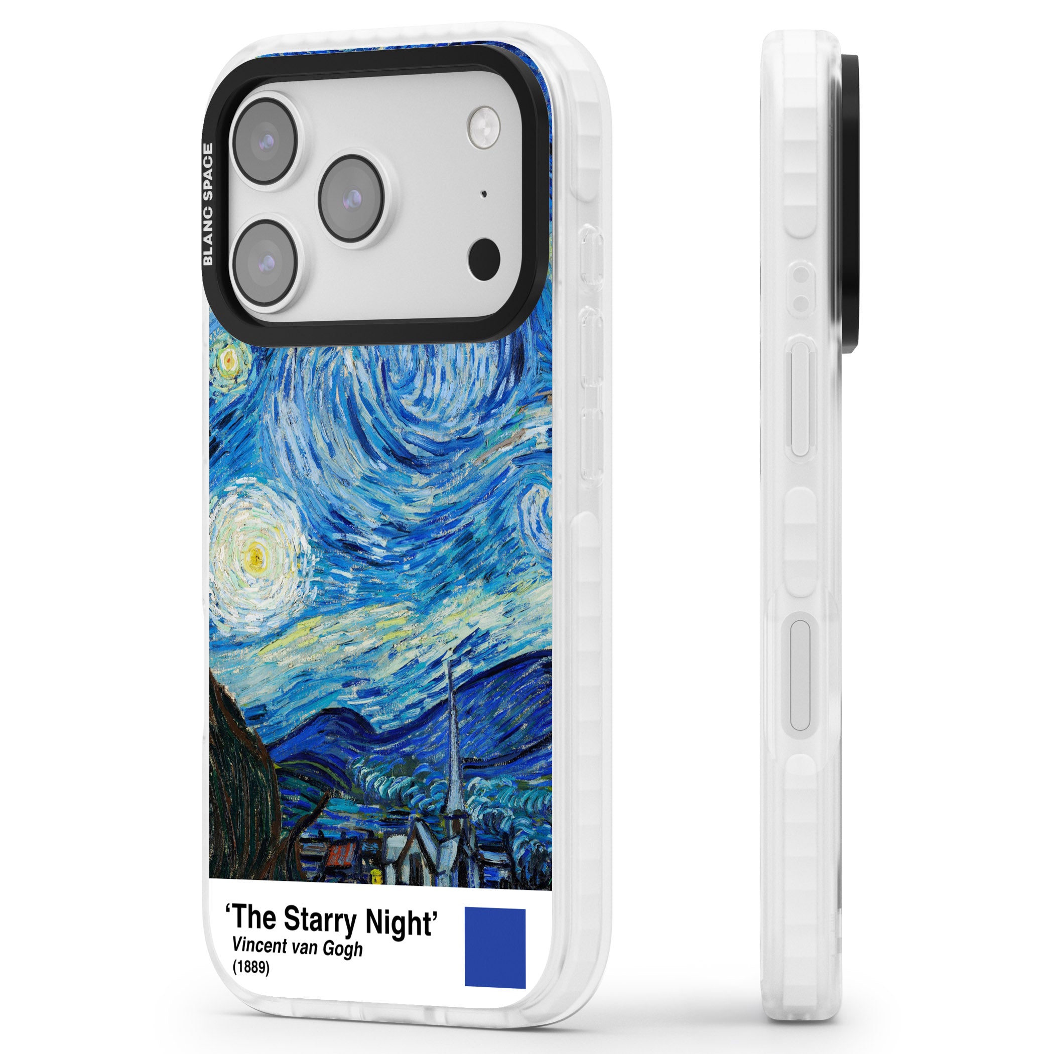 The Starry Night iPhone 17 Pro Impact Pro Clear Phone Case Side Profile