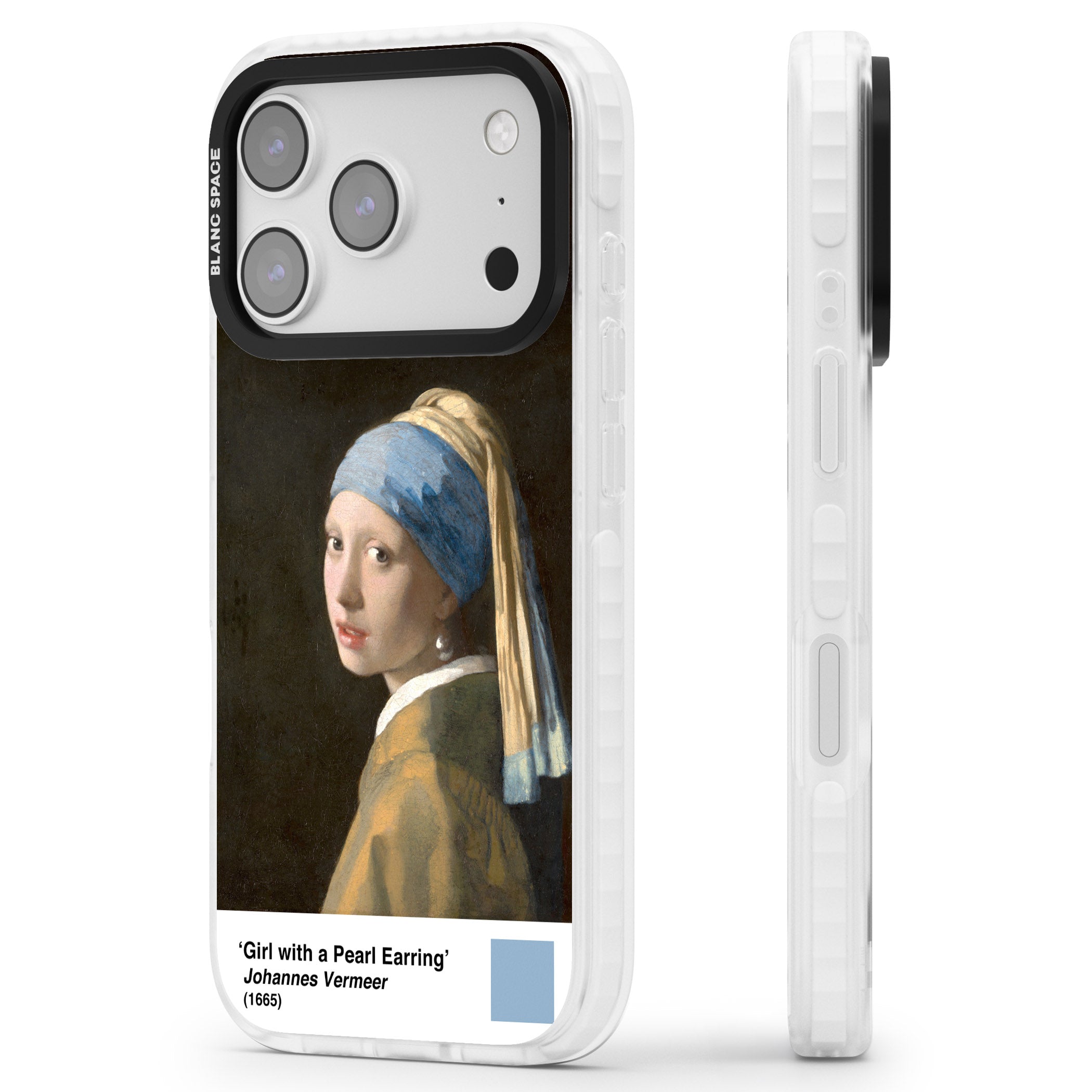 Girl With A Pearl Earring iPhone 17 Pro Impact Pro Clear Phone Case Side Profile
