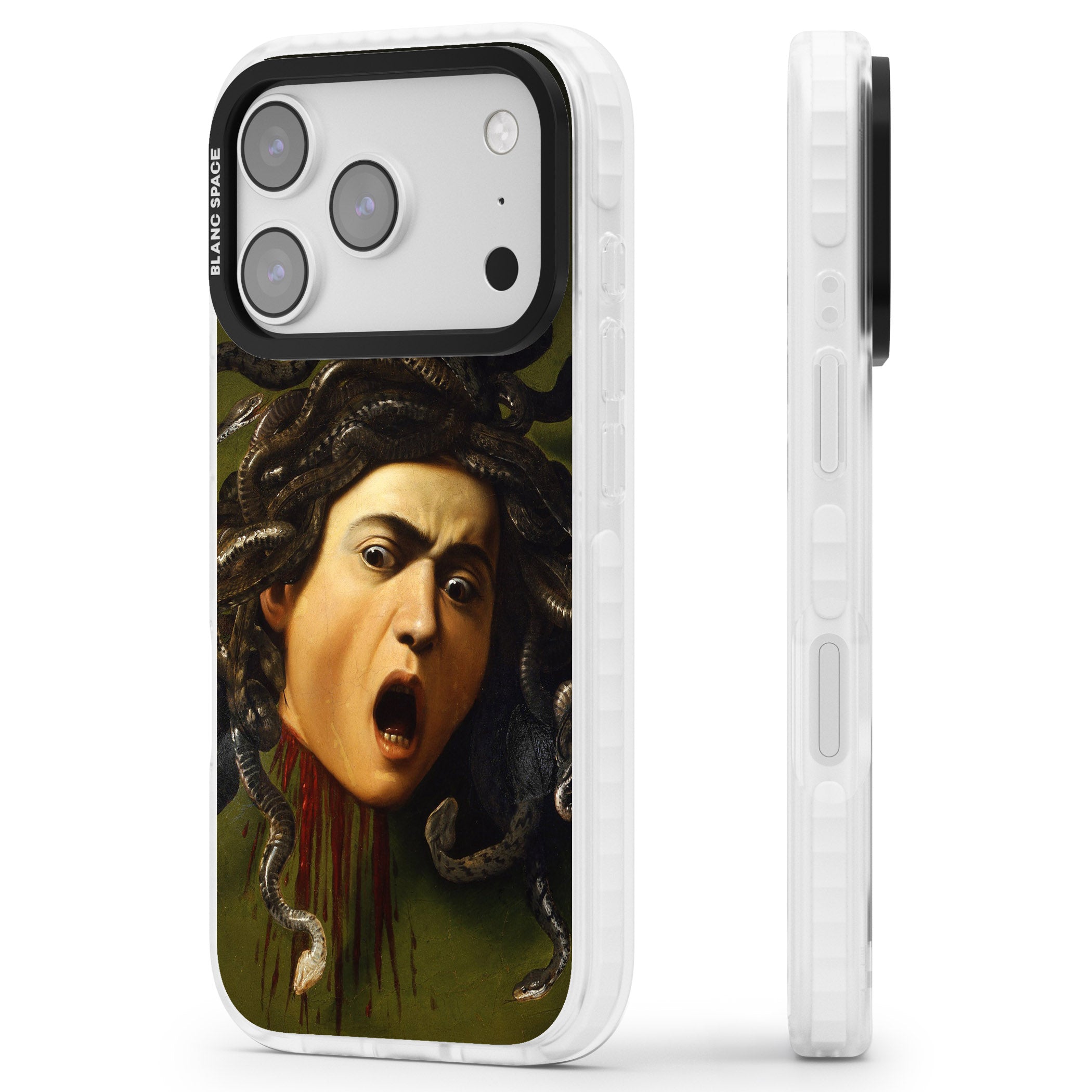 Head of Medusa iPhone 17 Pro Impact Pro Clear Phone Case Side Profile