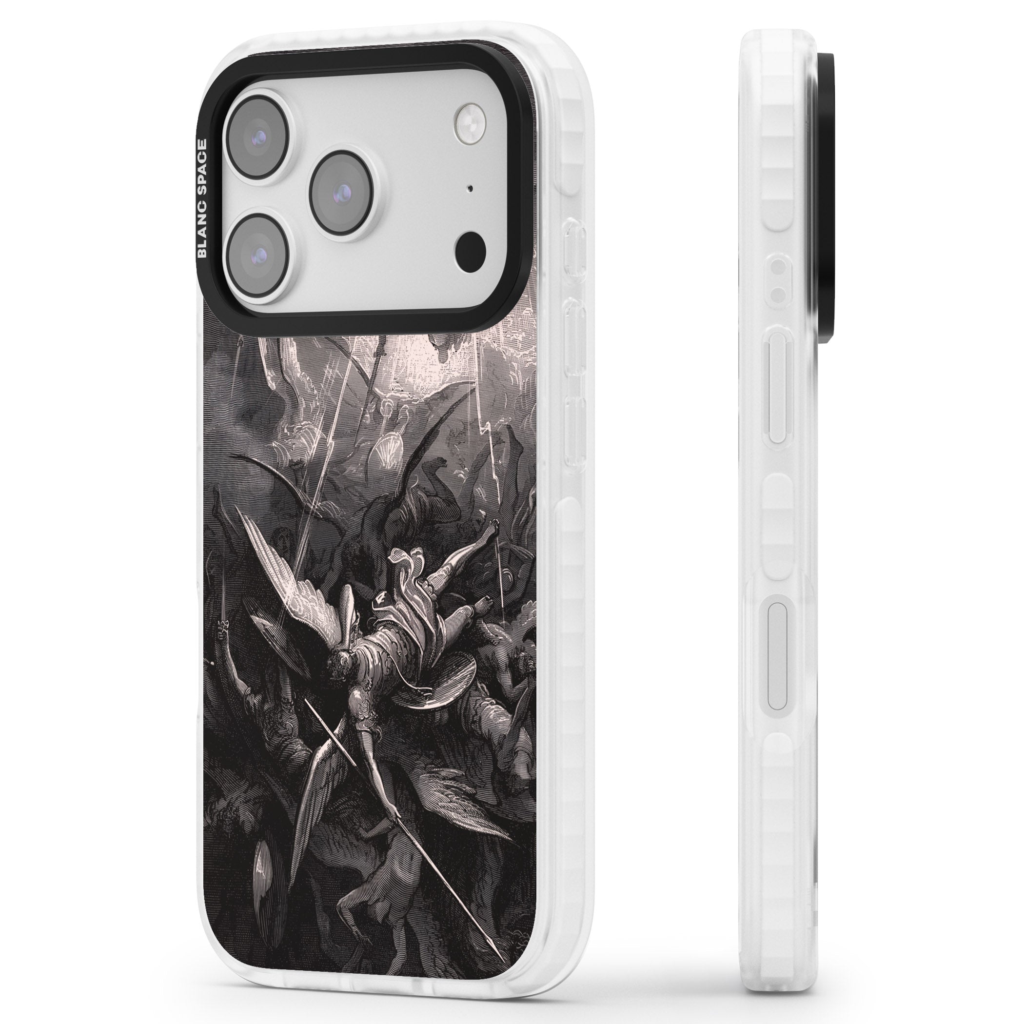 Paradise Lost iPhone 17 Pro Impact Pro Clear Phone Case Side Profile