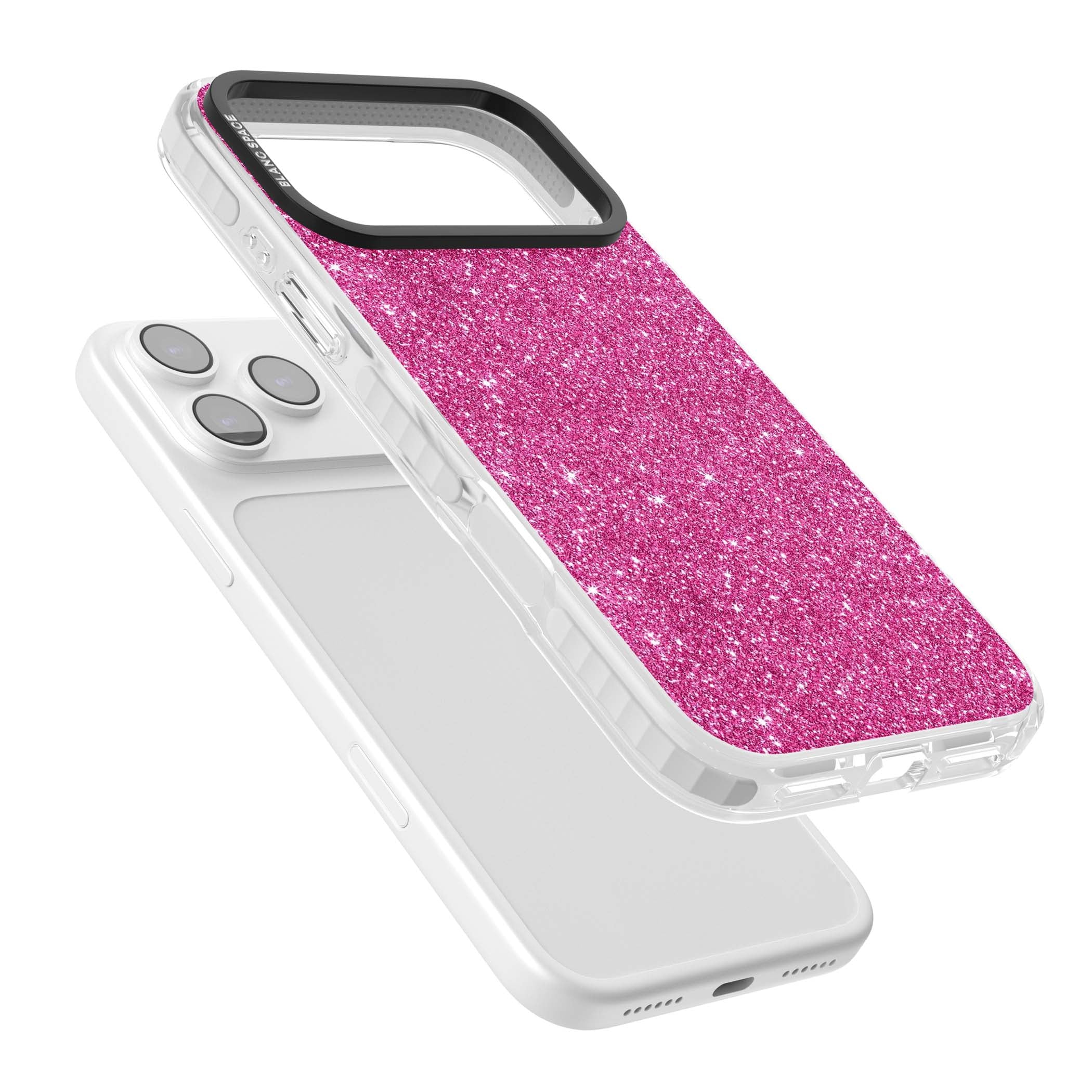 Pink Glitter Y2K iPhone case featuring hot pink glitter wallpaper with sparkle shimmer effect | Impact Magsafe case for iPhone 17 Pro, iPhone 17 Pro Max