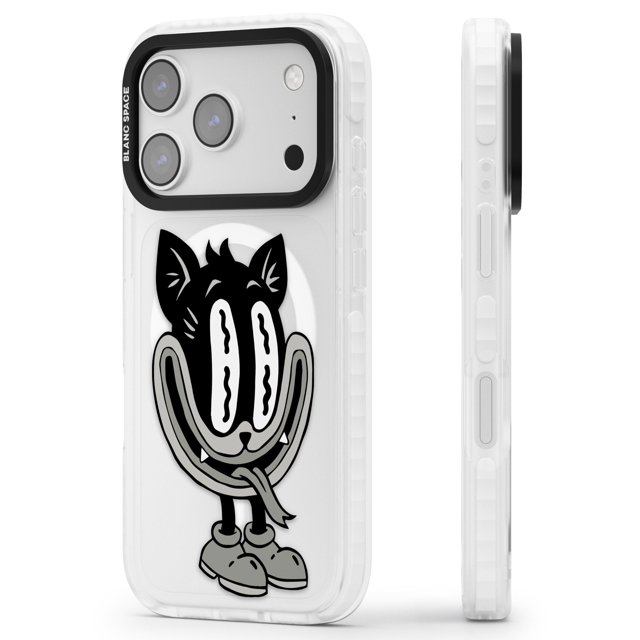 Faded Feline iPhone 17 Pro Impact Pro Clear Phone Case Side Profile
