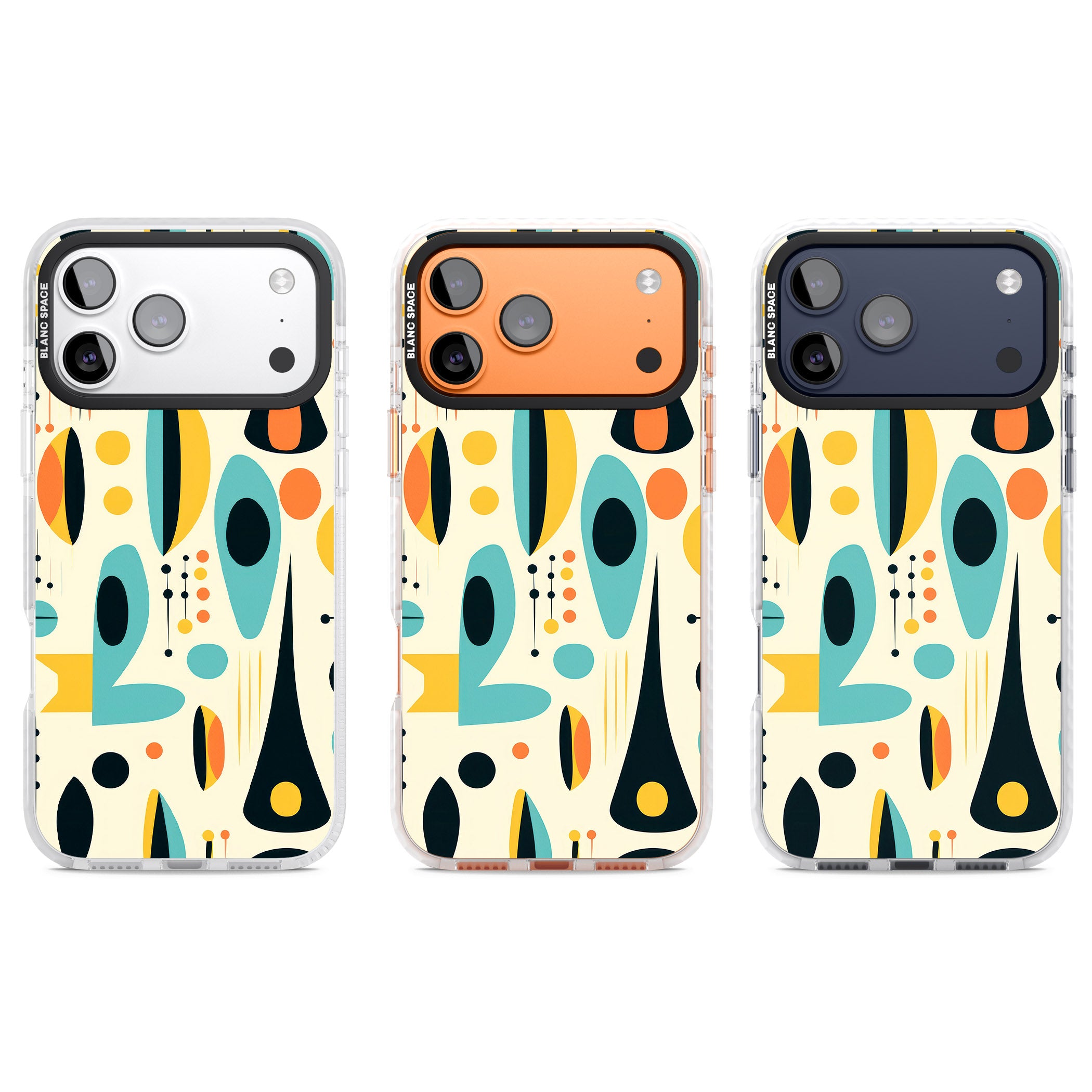 Mid Century Atomic Pattern iPhone 17 Pro Impact Pro Clear Phone Case APT Impact Protection