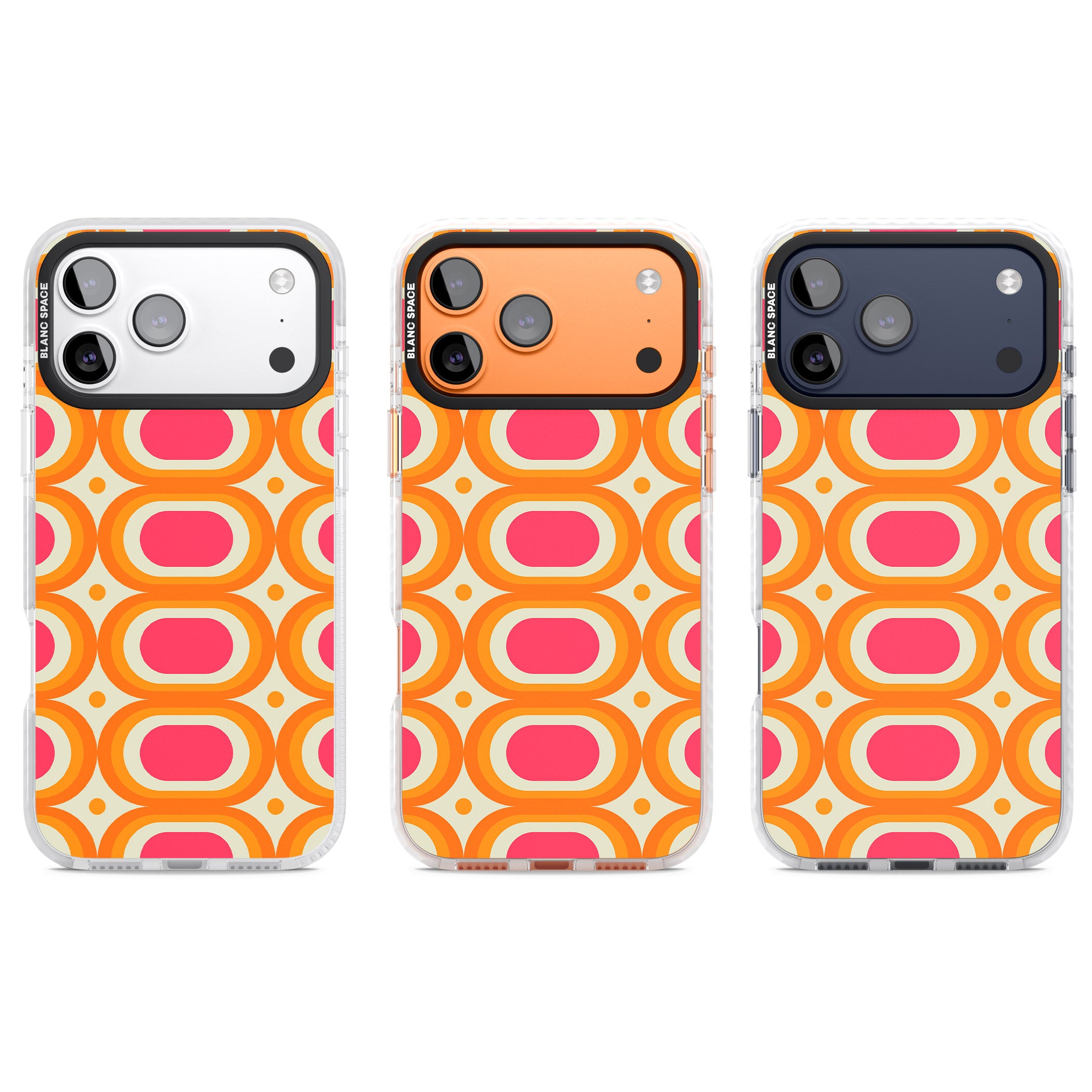 Groovy 60S Shape Pattern iPhone 17 Pro Impact Pro Clear Phone Case APT Impact Protection