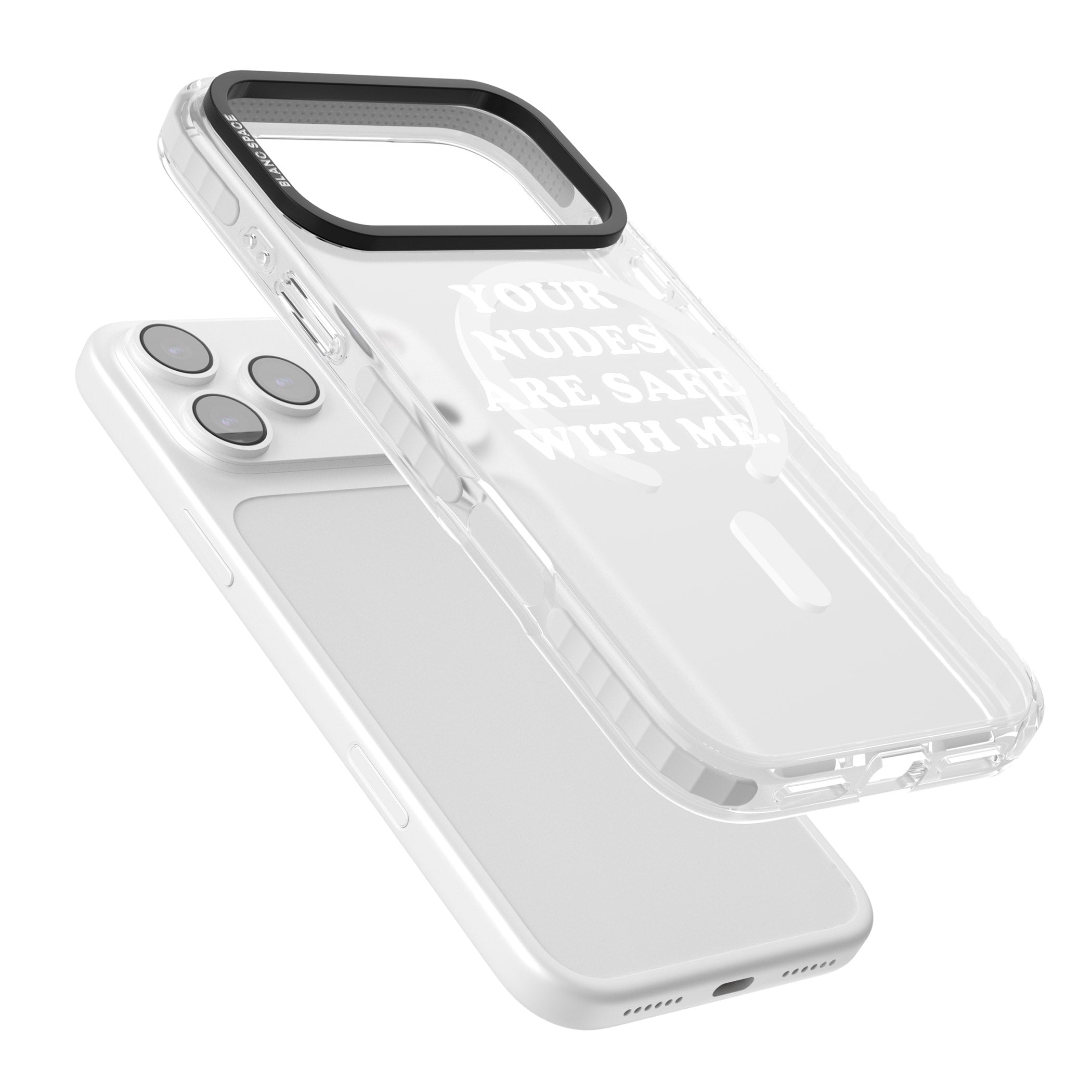 Your Nudes Are Safe White iPhone 17 Pro Impact Pro Clear Phone Case Colours