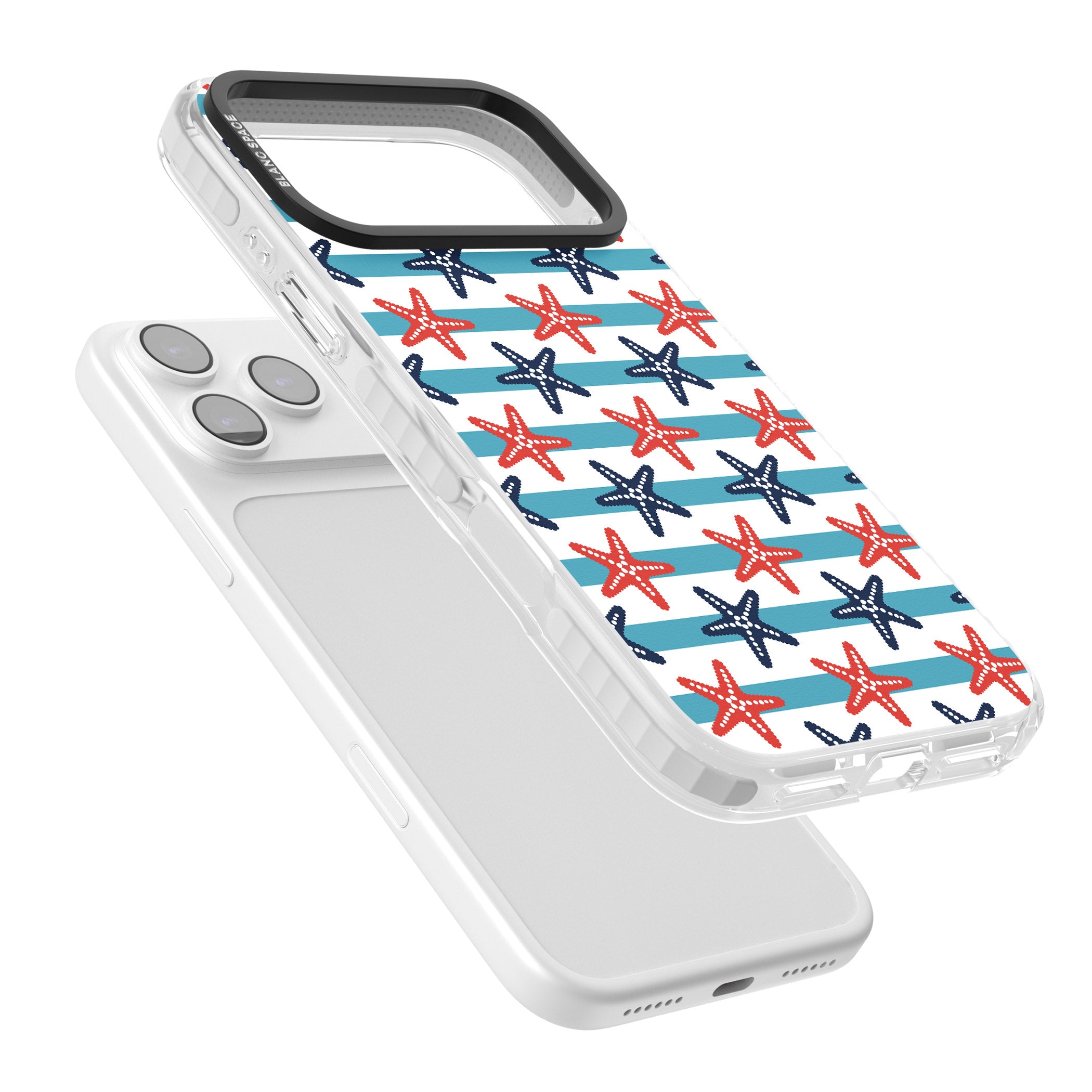 Nautical Starfish Stripe iPhone 17 Pro Impact Pro Clear Phone Case Colours