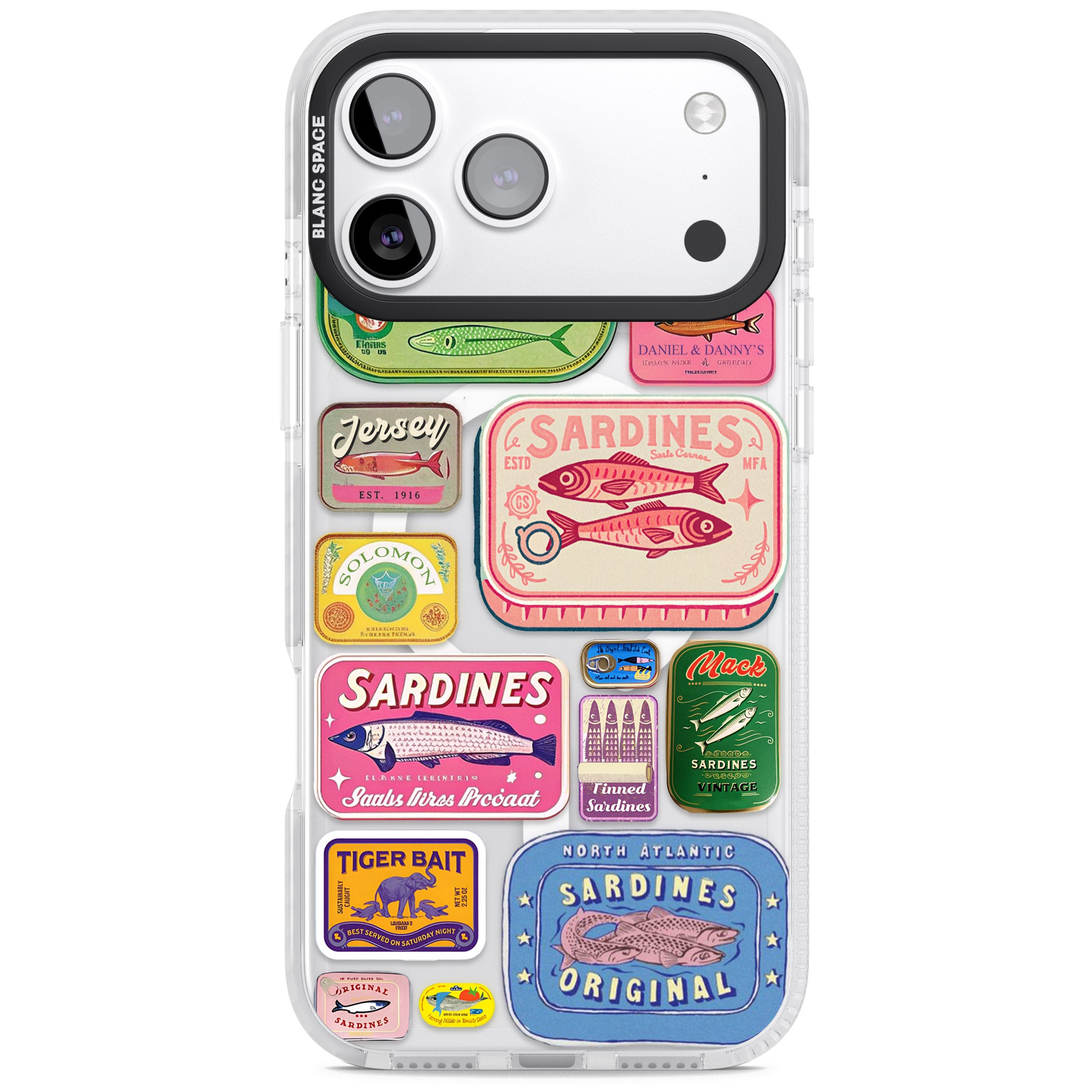 Vintage Sardine Tins iPhone 17 Pro Impact Pro Clear Phone Case