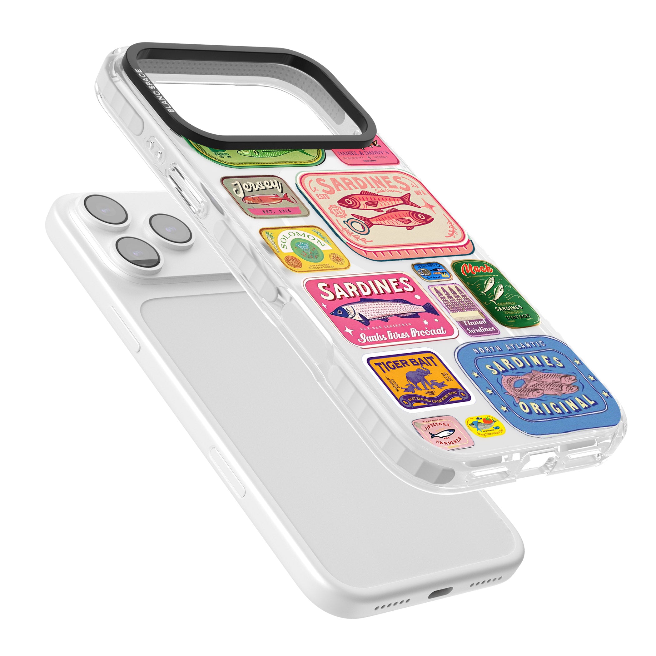 Vintage Sardine Tins iPhone 17 Pro Impact Pro Clear Phone Case Colours