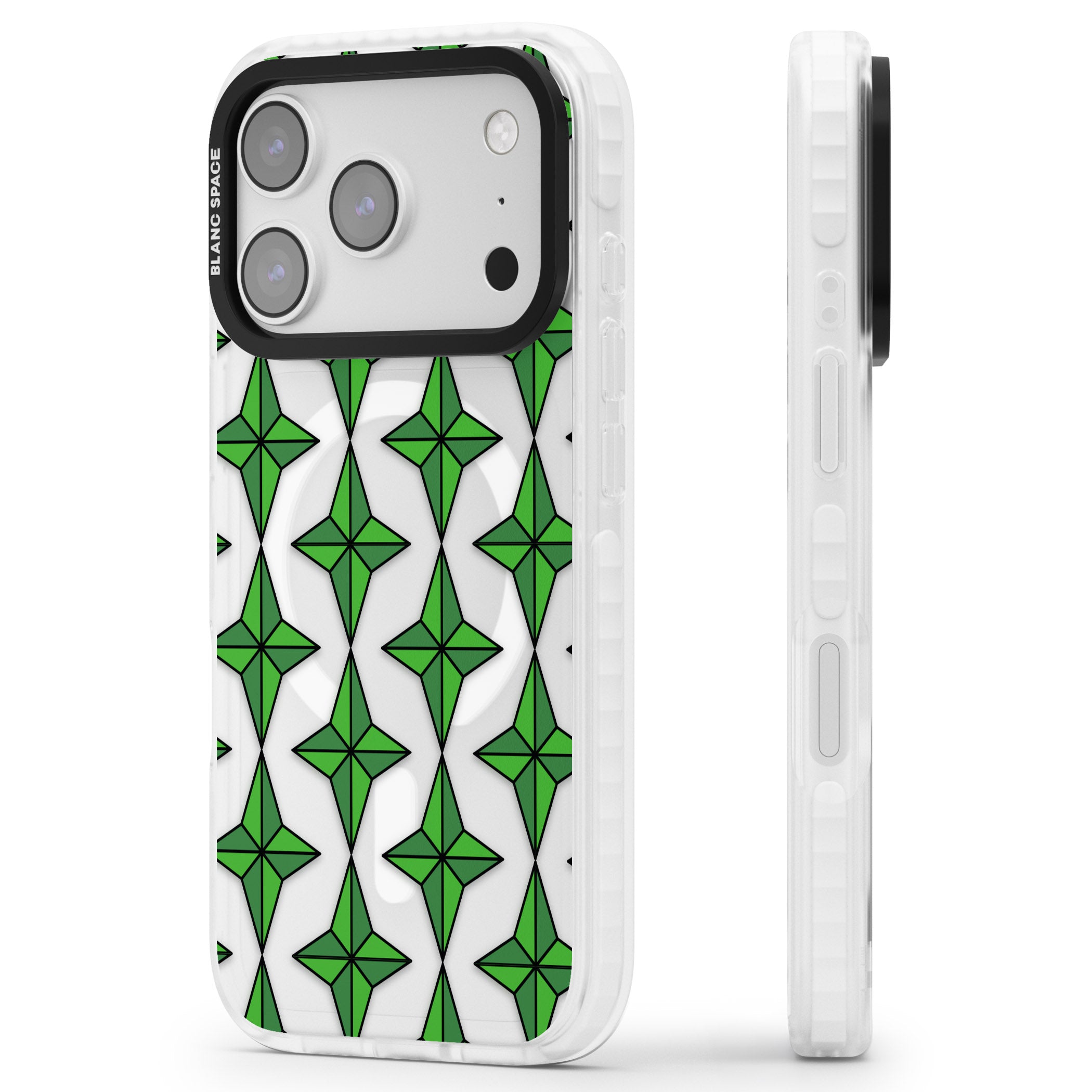 Emerald Stars Pattern (Clear) iPhone 17 Pro Impact Pro Clear Phone Case Side Profile