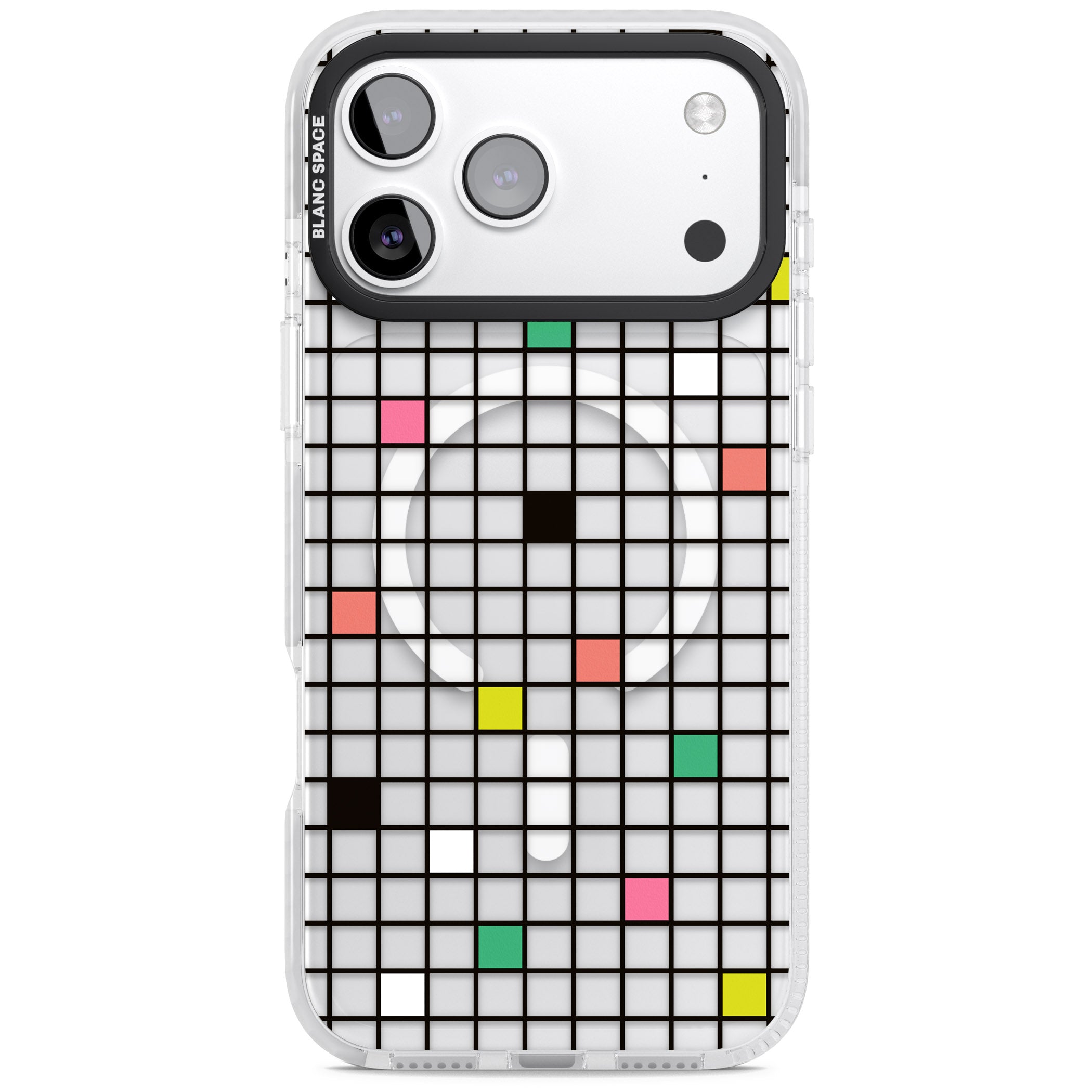 Vibrant Clear Geometric Grid iPhone 17 Pro Impact Pro Clear Phone Case