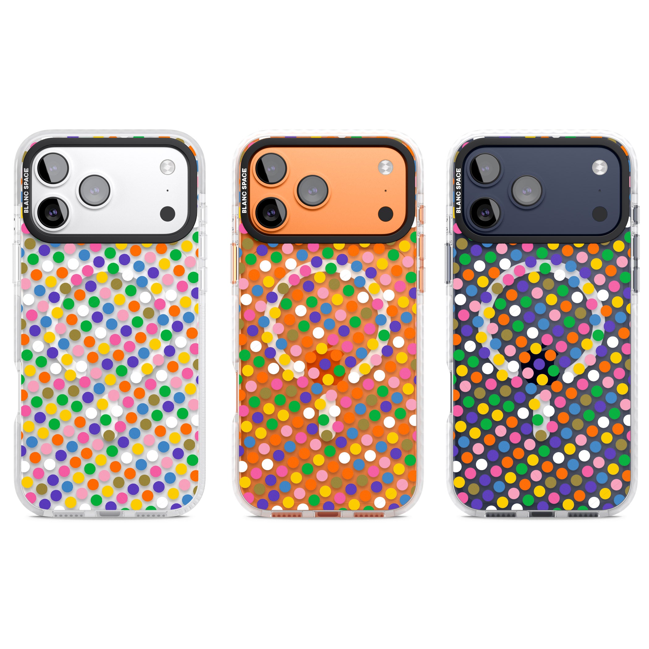 Multicolour Polka Dot Fiesta iPhone 17 Pro Impact Pro Clear Phone Case APT Impact Protection