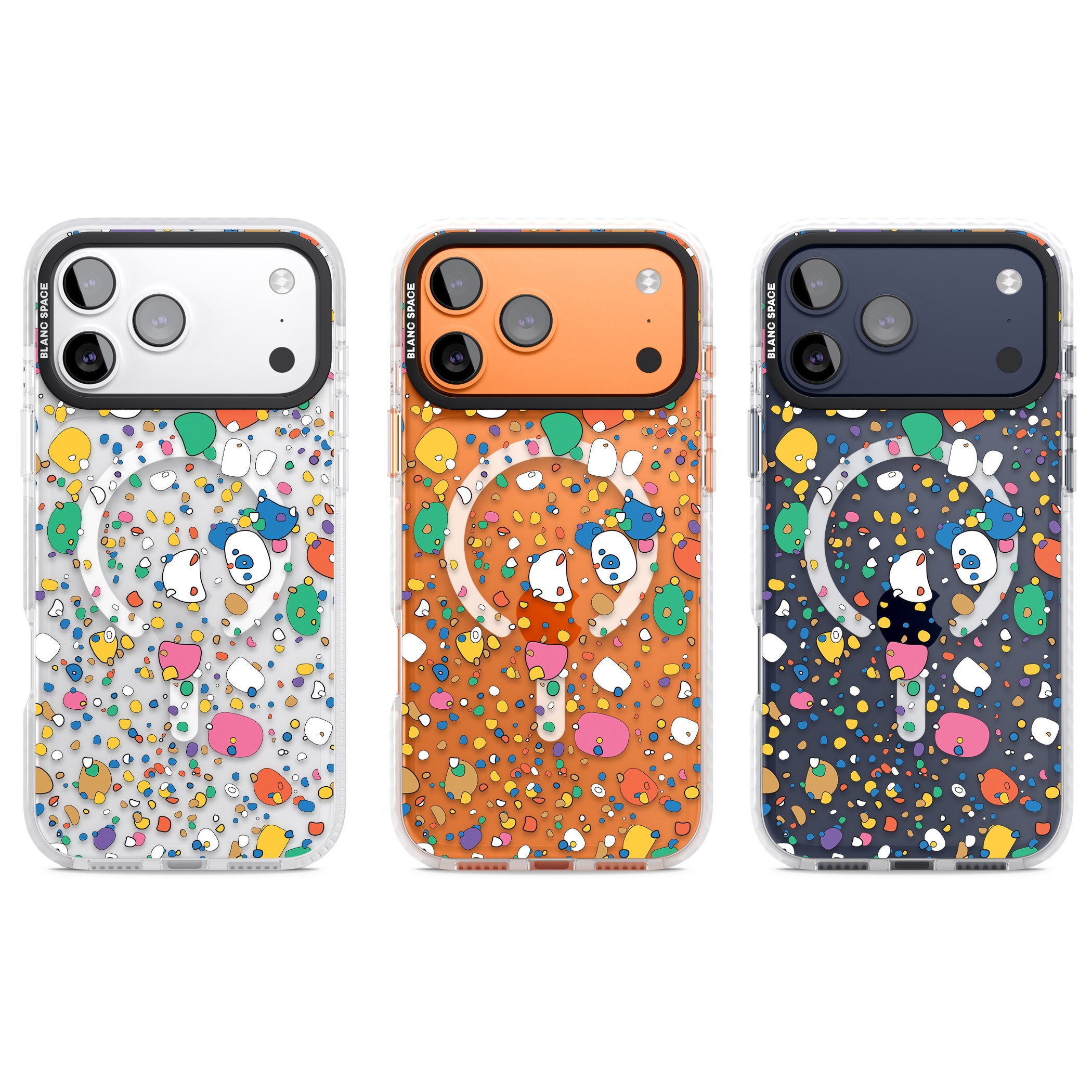 Colourful Confetti Pebbles iPhone 17 Pro Impact Pro Clear Phone Case APT Impact Protection
