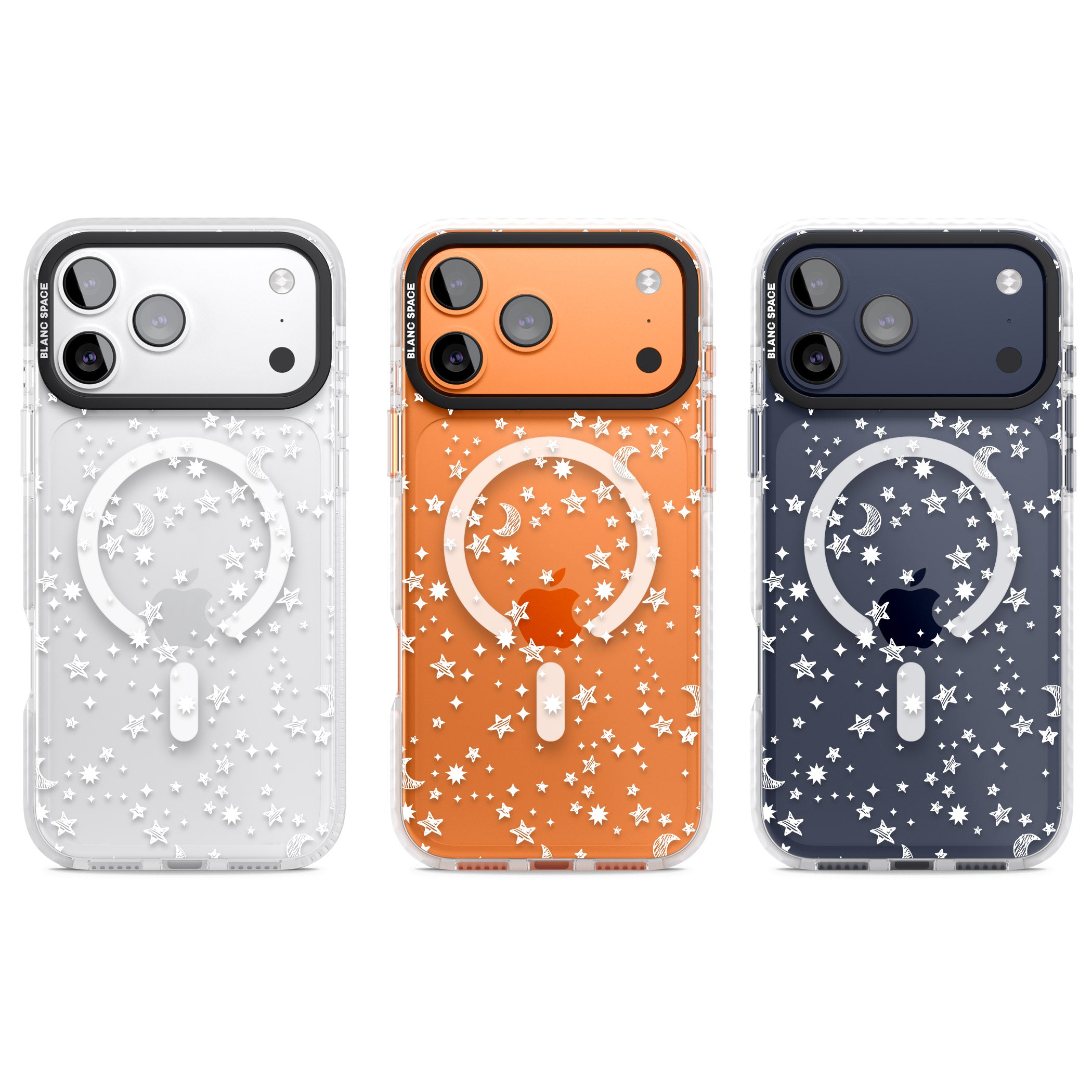 White Cosmic Galaxy Pattern iPhone 17 Pro Impact Pro Clear Phone Case APT Impact Protection
