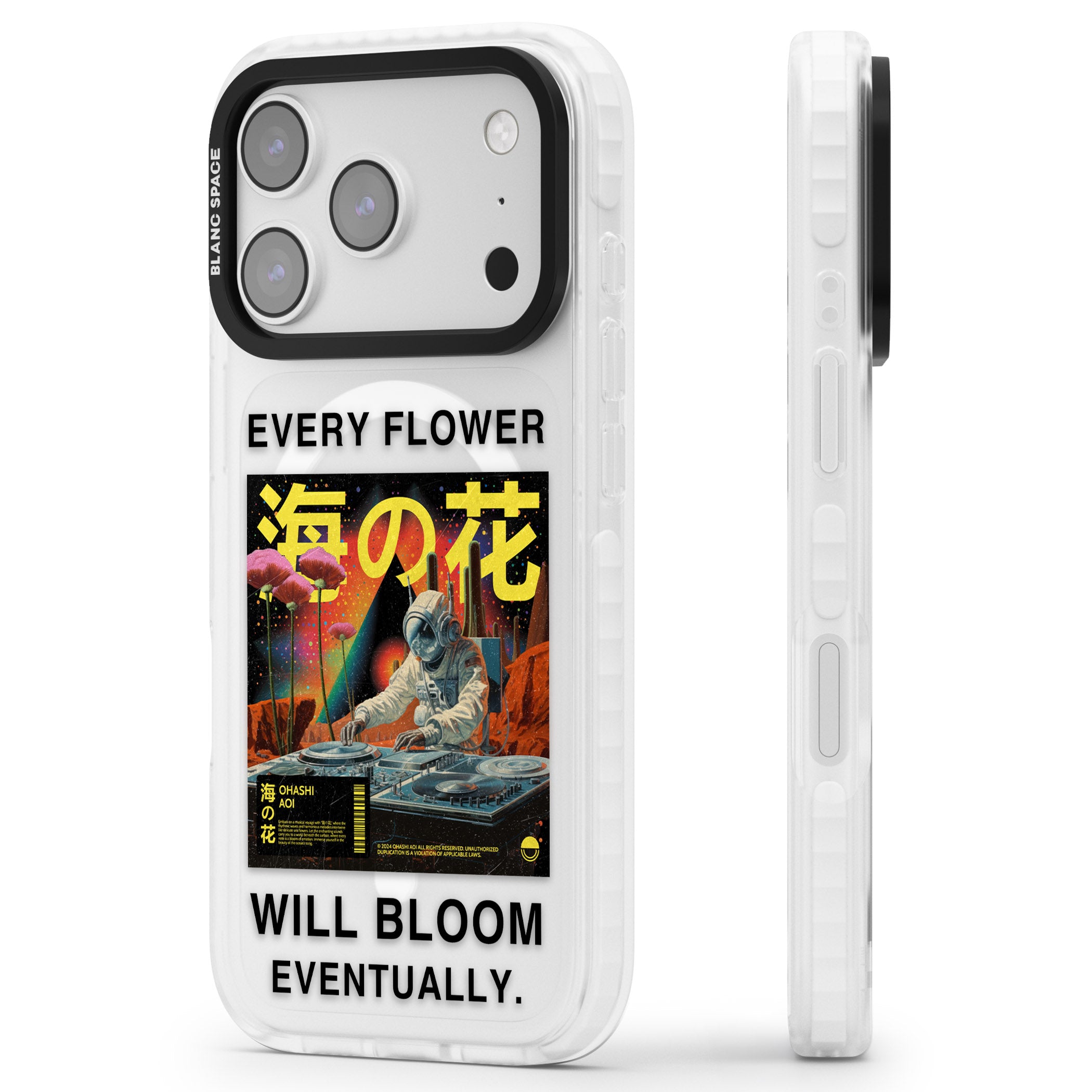 Every Flower Will Bloom Eventually iPhone 17 Pro Max Impact Pro Clear Phone Case Side Profile