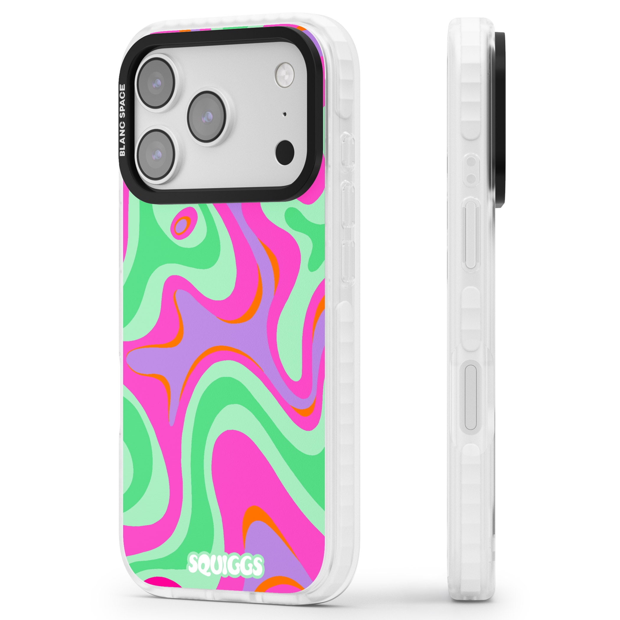 Pink Lava iPhone 17 Pro Impact Pro Clear Phone Case Side Profile