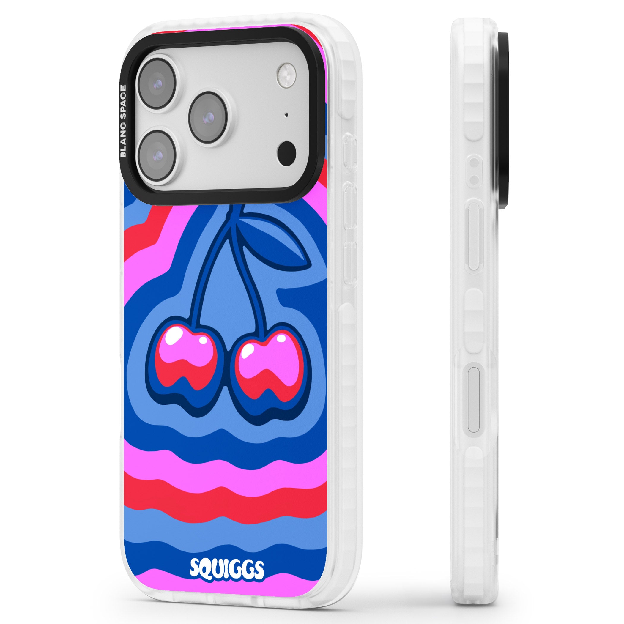 Cherry Rainbow iPhone 17 Pro Impact Pro Clear Phone Case Side Profile