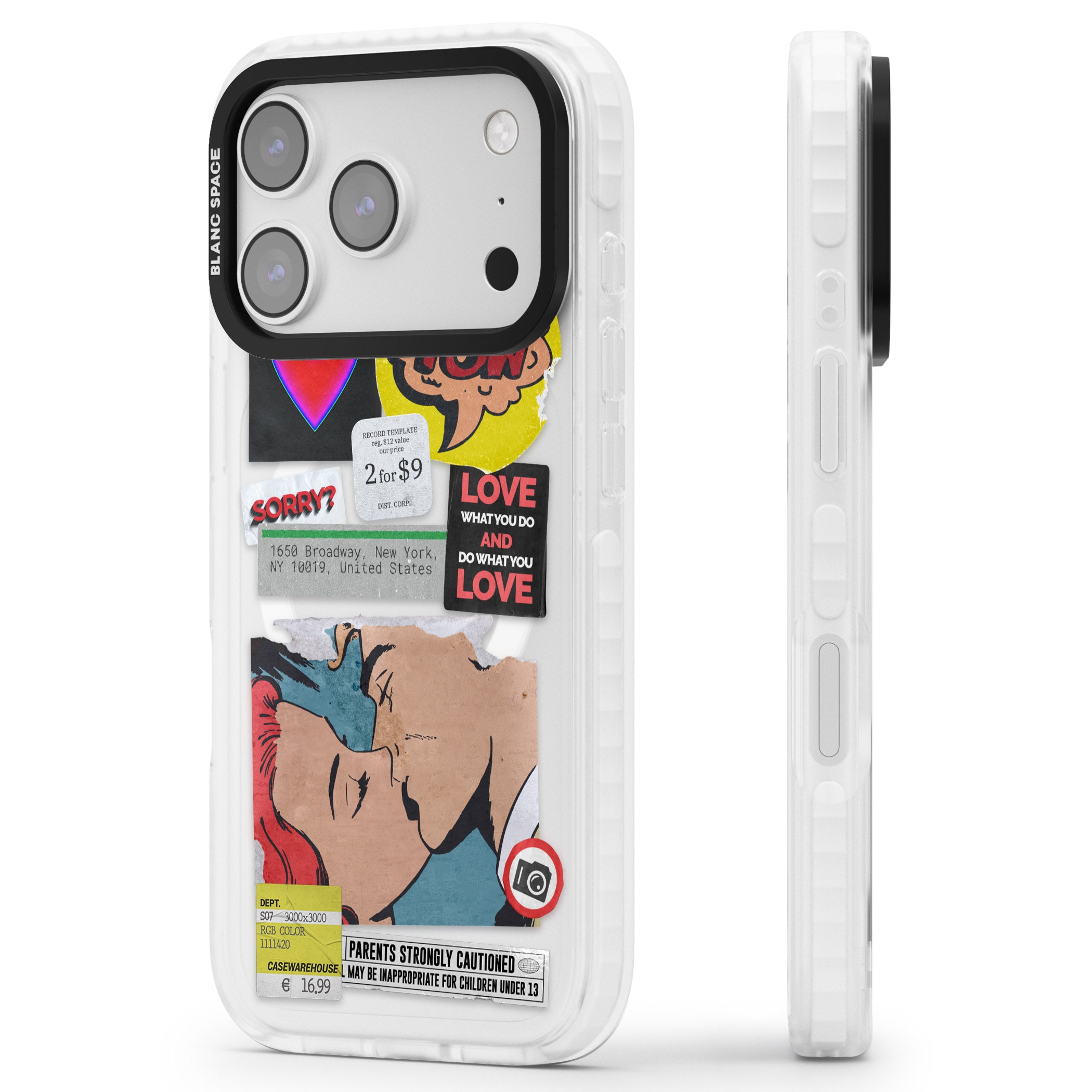 Retro Sticker Mix iPhone 17 Pro Impact Pro Clear Phone Case Side Profile